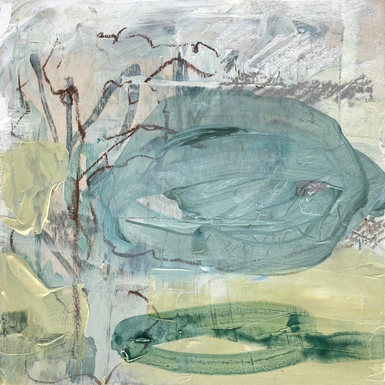 A new painting by Avy Claire, 'squall moved in', acrylic and oil stick on panel - in the upcoming 'Whether, Weather' - the annual Midwinter Valentine's Day show! Friday, February 13! Everyone is welcome! 
Thank you @avyclaire 
#midwintershow
#cynthia