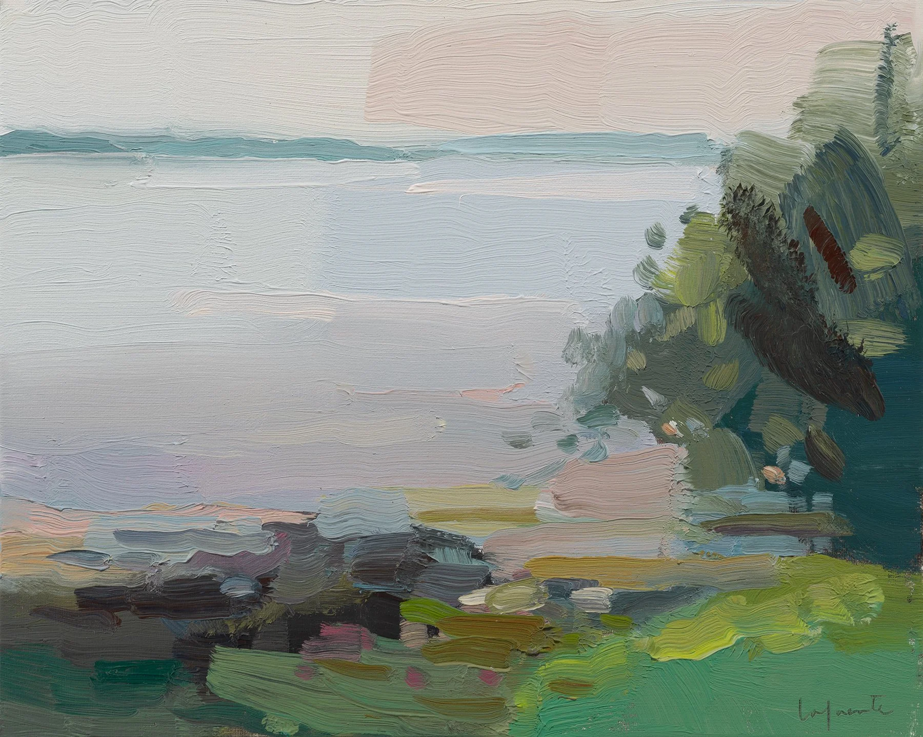 Bay and Meadow, Afternoon 8x10 oil on mounted canvas 2025 $3300.jpg