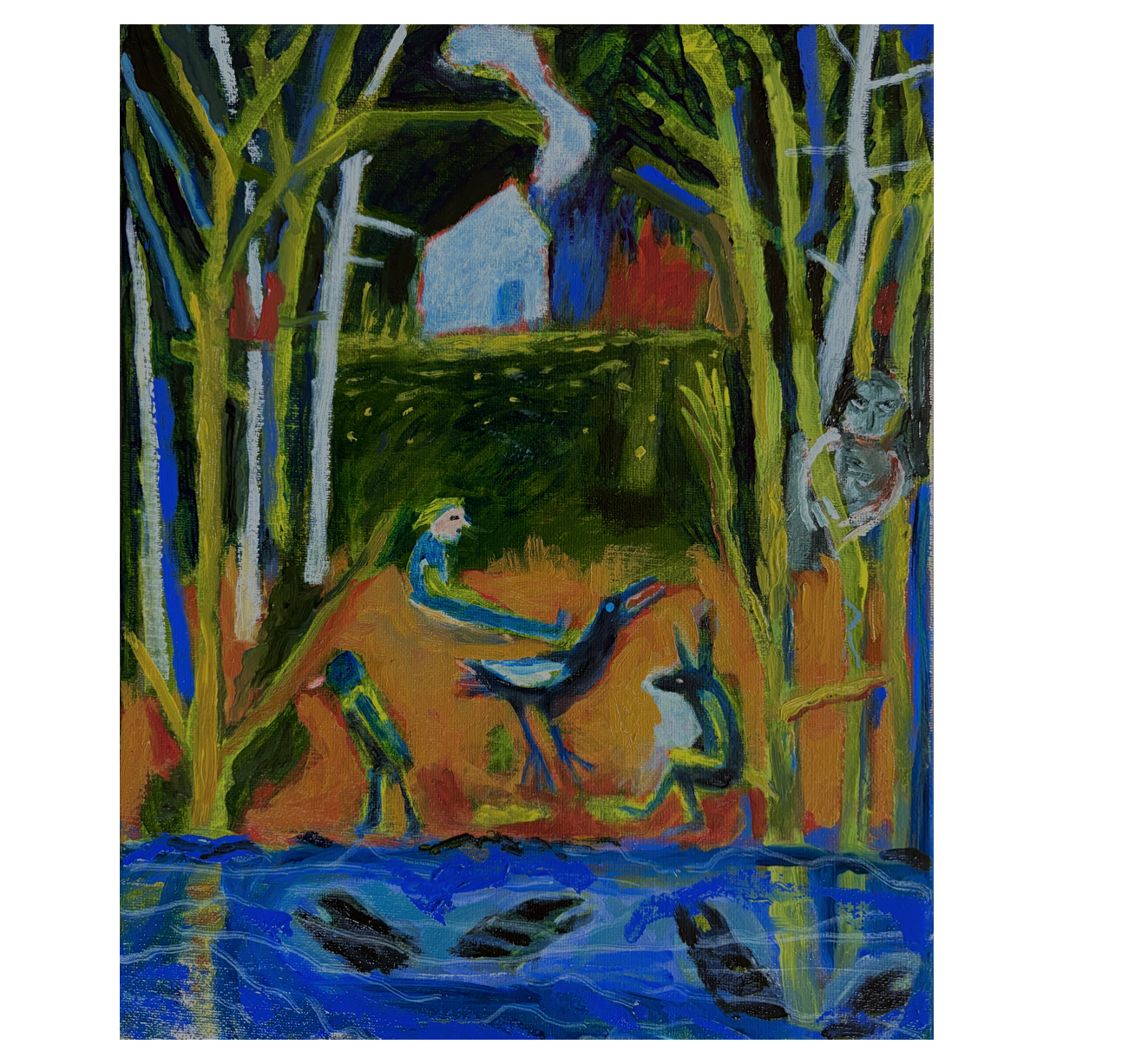 Anna Dibble, The Waiting, oil on yupo paper, 10 × 10 inches, unframed - painting is 10 × 10, paper size is 13 × 13 inches