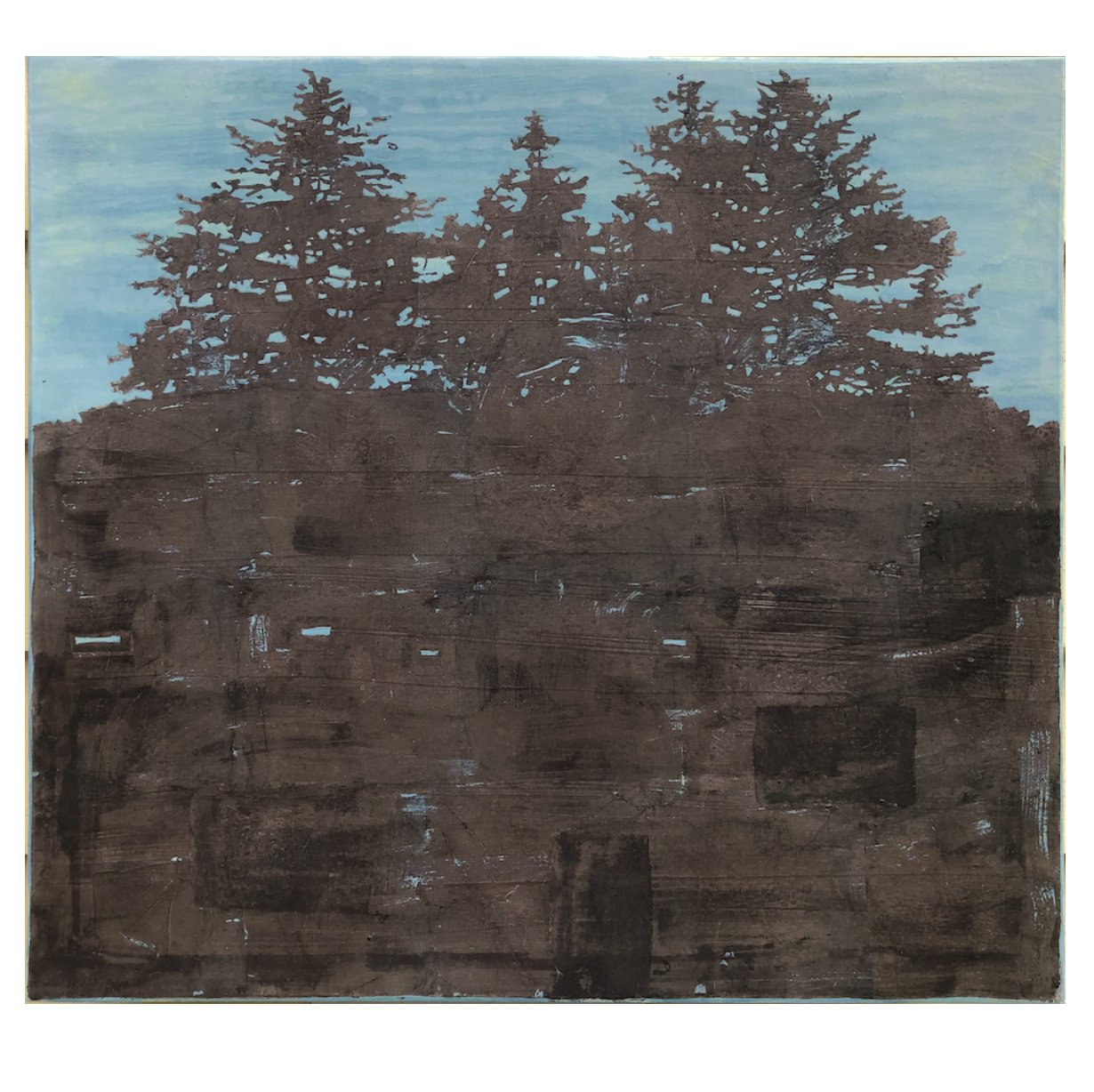 Lubec, Acrylic and silver leaf on panel, 15 x 16.75 inches