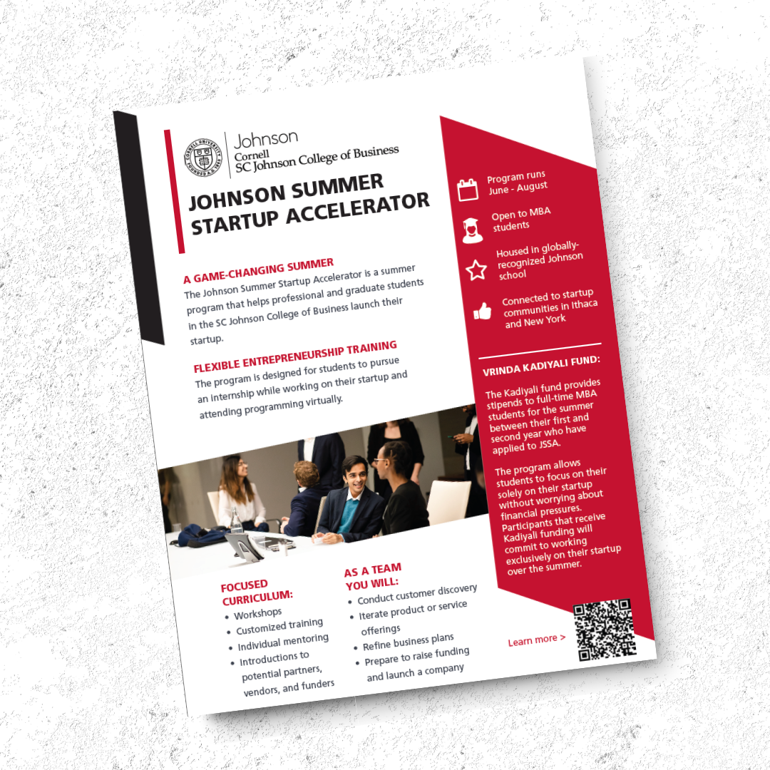 Johnson Summer Startup Accelerator One Page