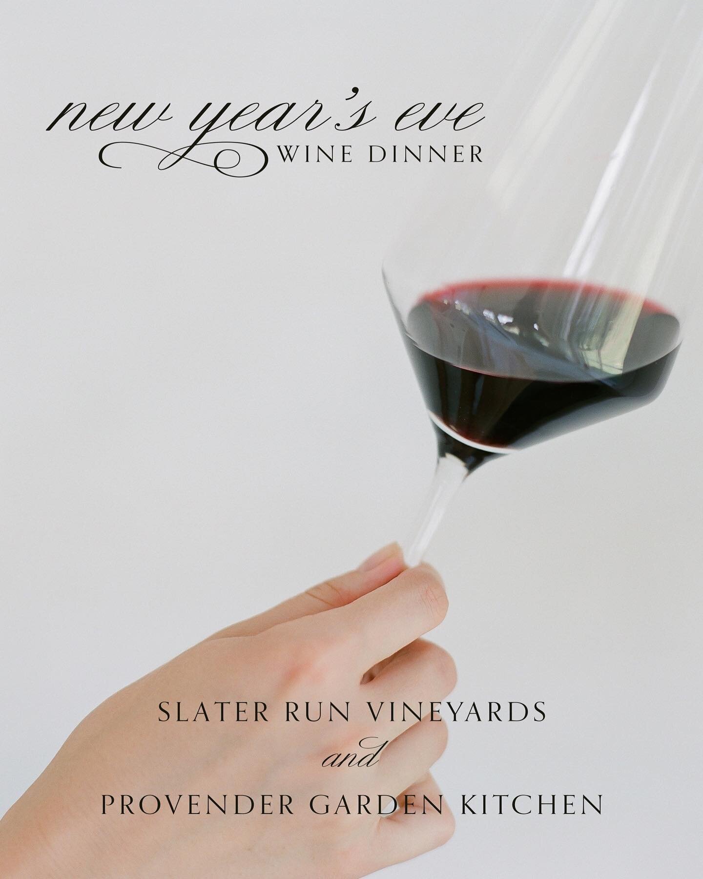 Let&rsquo;s ring in the new year together! 🥂

We are excited to partner with @slaterrunvineyard for an exclusive event on December 31st.  Join us in their tasting room for a five course dinner paired with a selection of Slater Run wines 🍴

For more