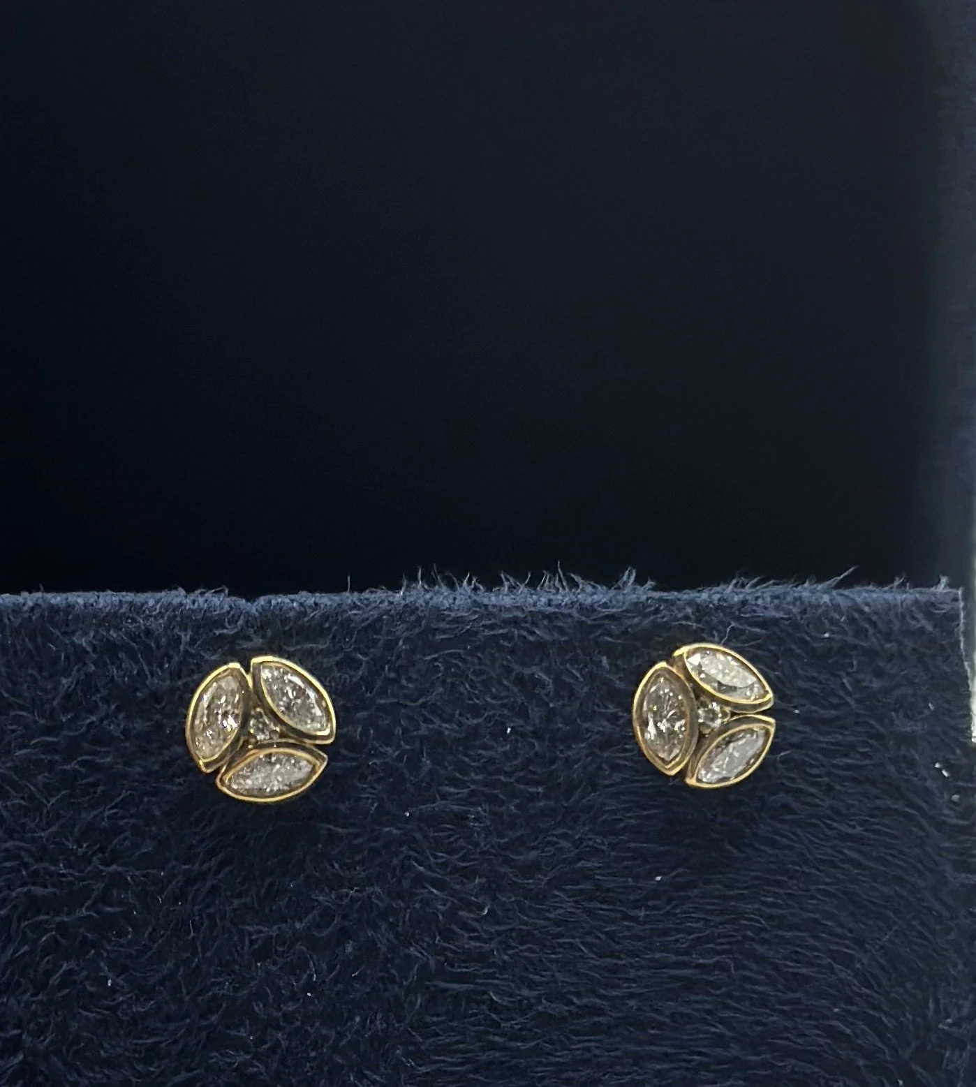 Triple Marquis and Round Freckle Diamond Earrings