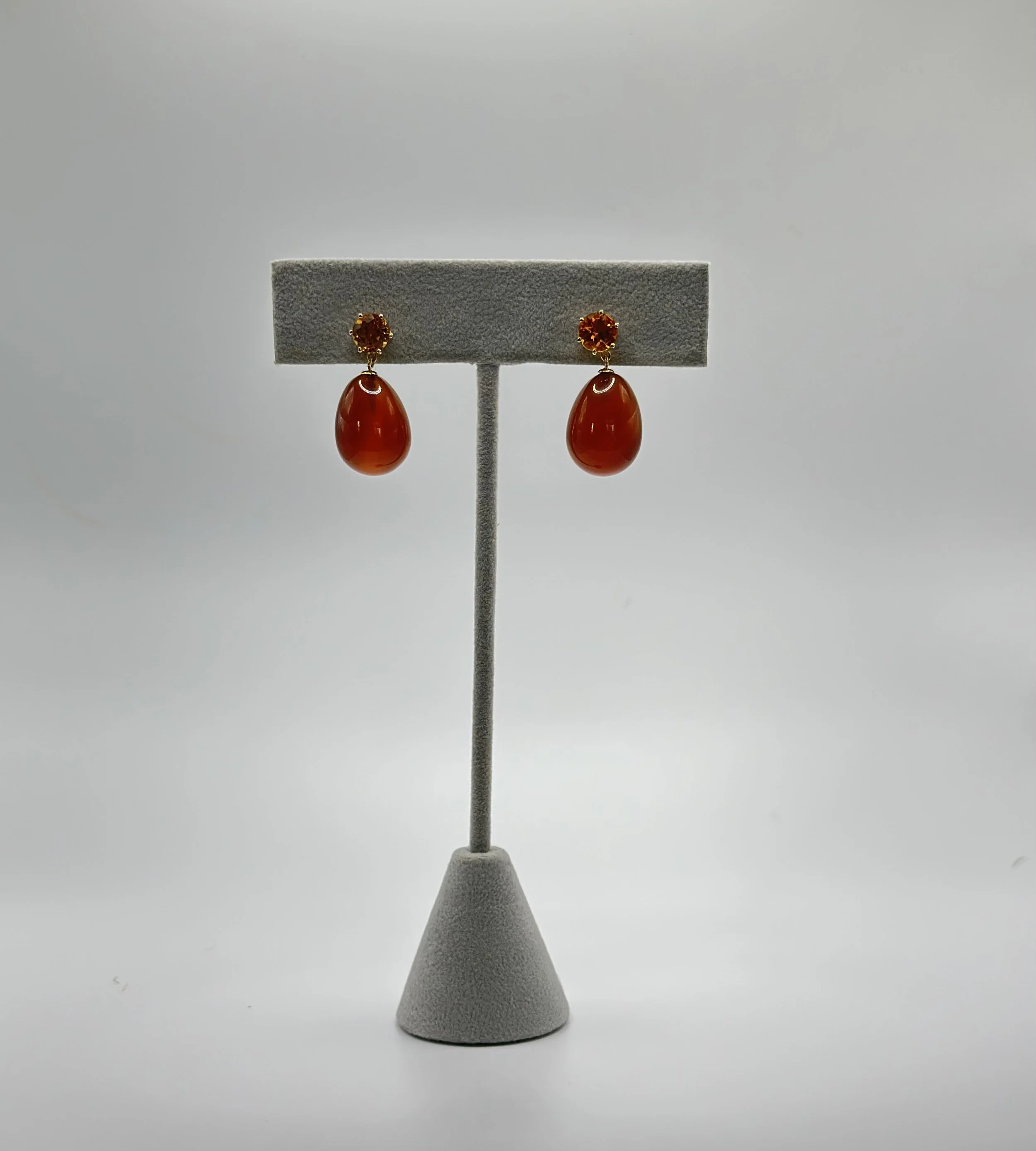 Citrine and Carnelian Drop Earrings