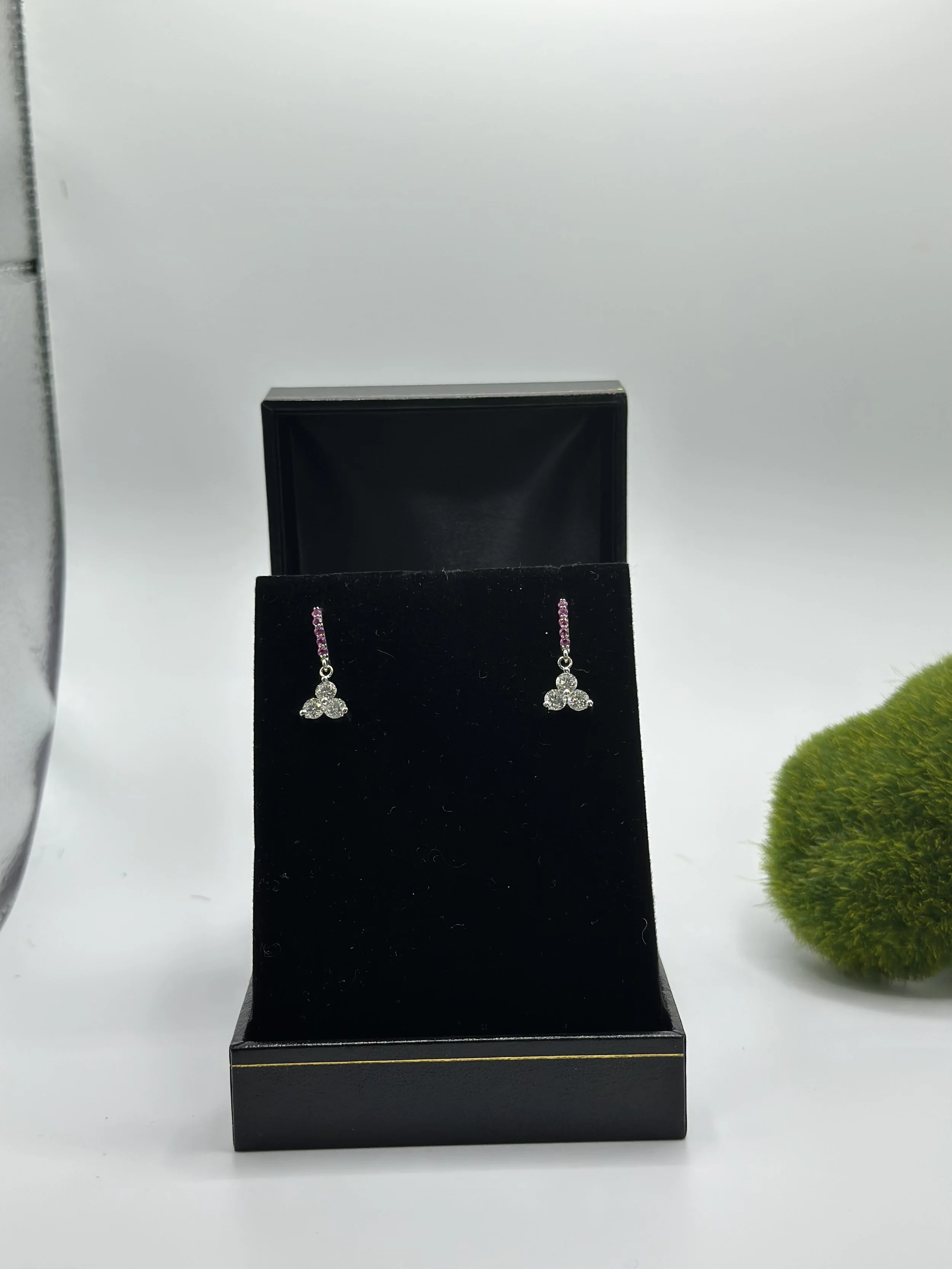 Pink Sapphire and Diamond Drop Earrings