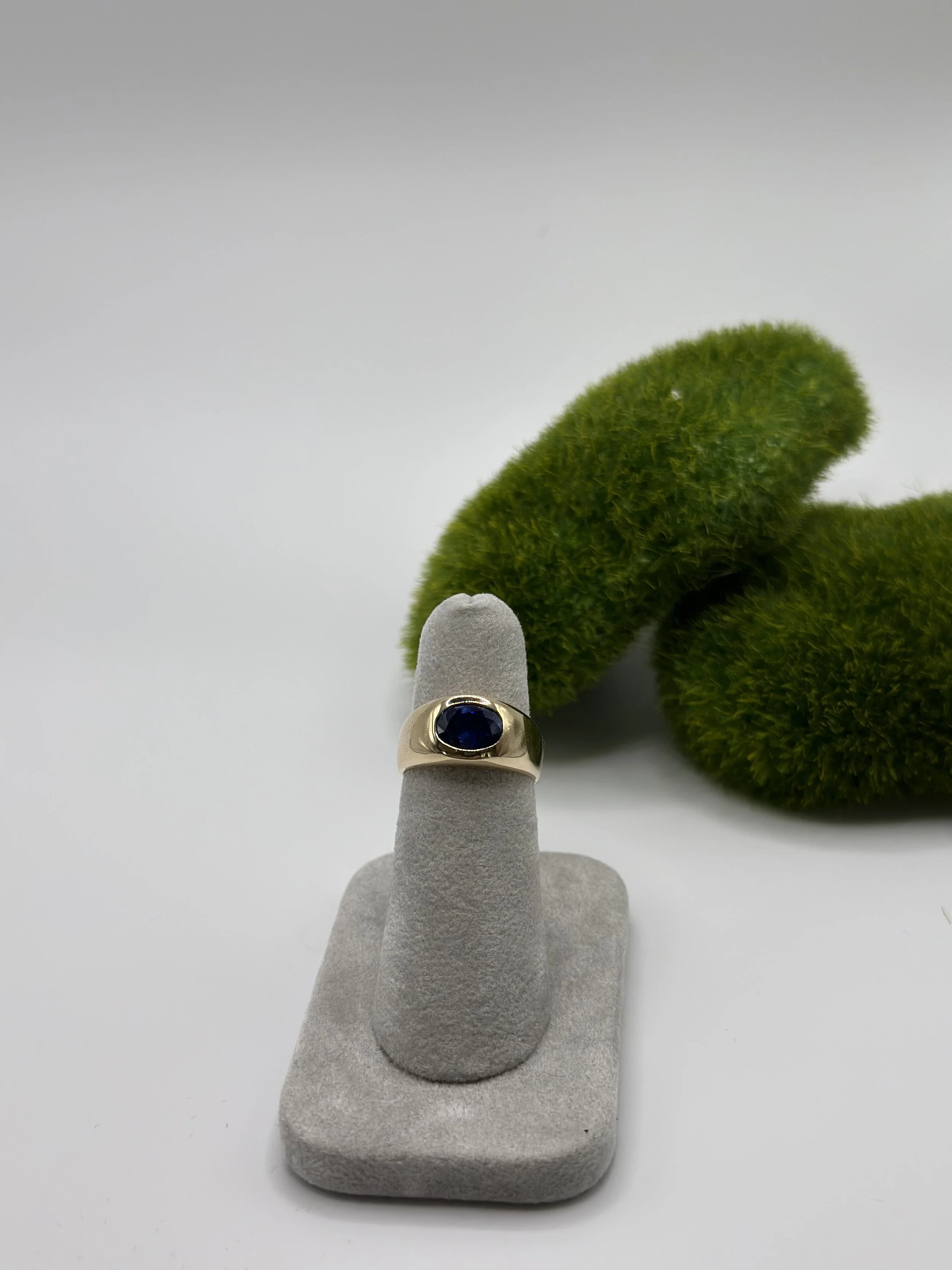 Oval Sapphire Gypsy dome ring