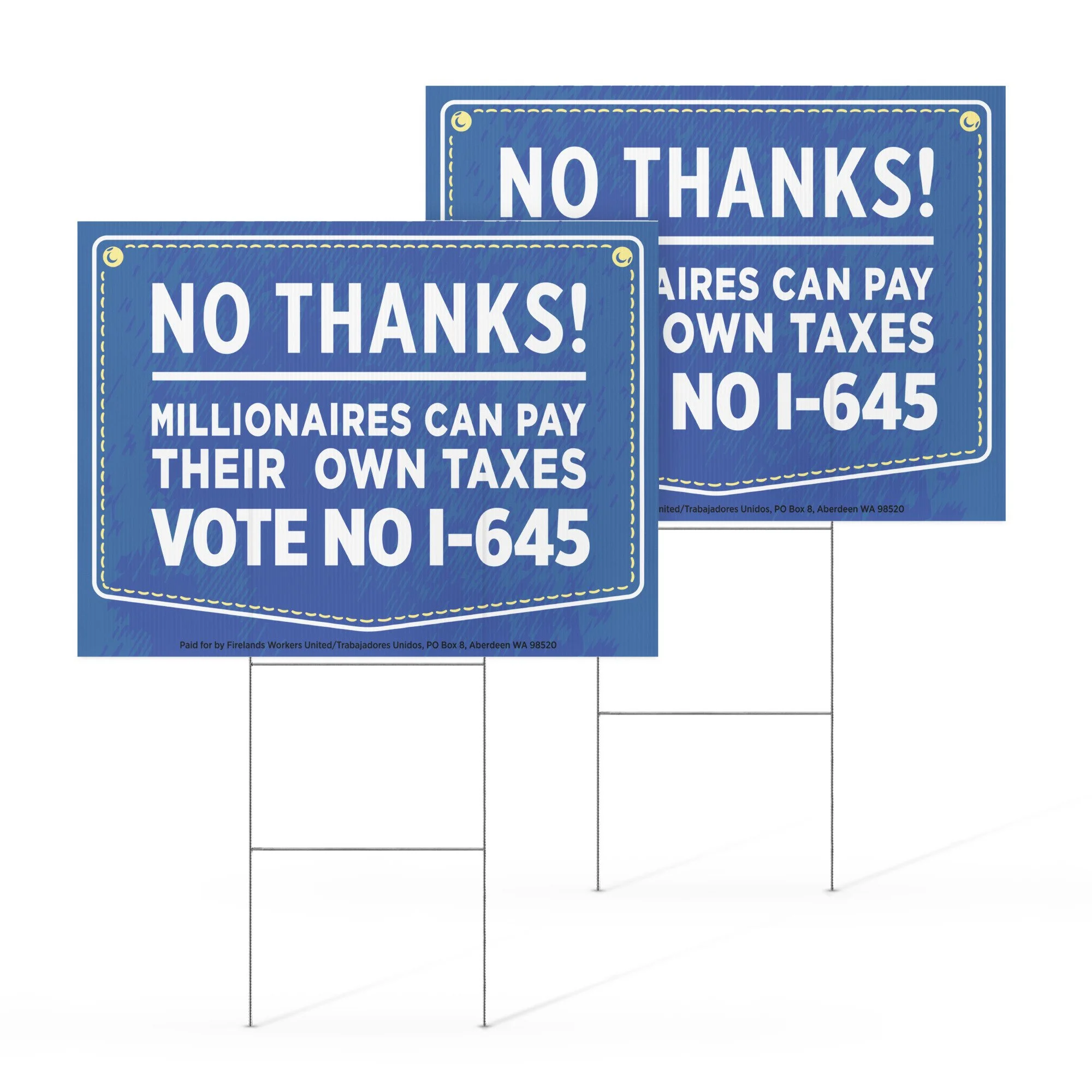 Jeans No on I-645 Yard Sign