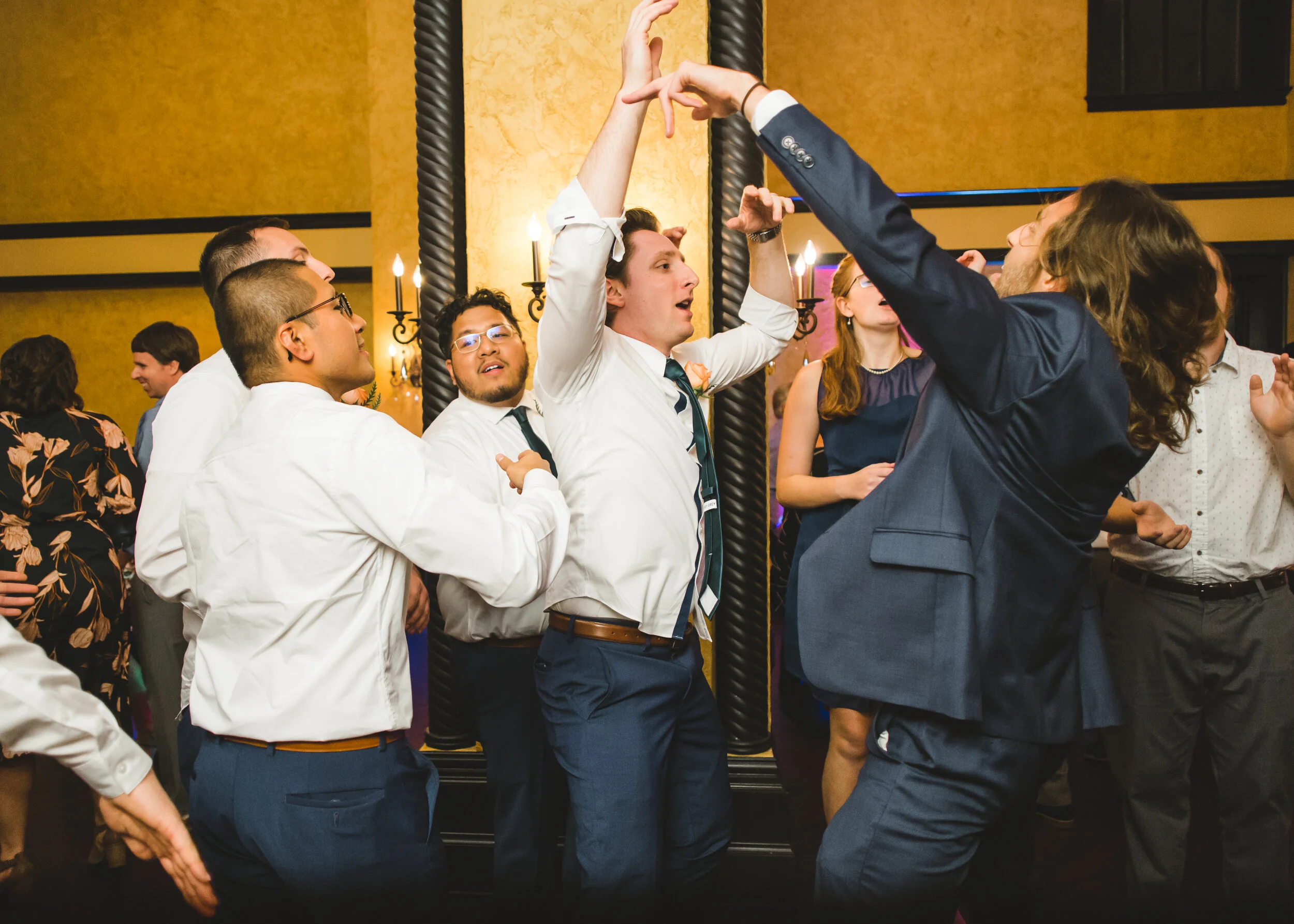 Reception Dancing | Fall Wedding | Rainy Wedding | Lace Wedding Dress | Fort Wayne Wedding at the Embassy Theatre | Wedding Photos at Foellinger-Freimann Botanical Conservatory | Kellie Robinson Photography
