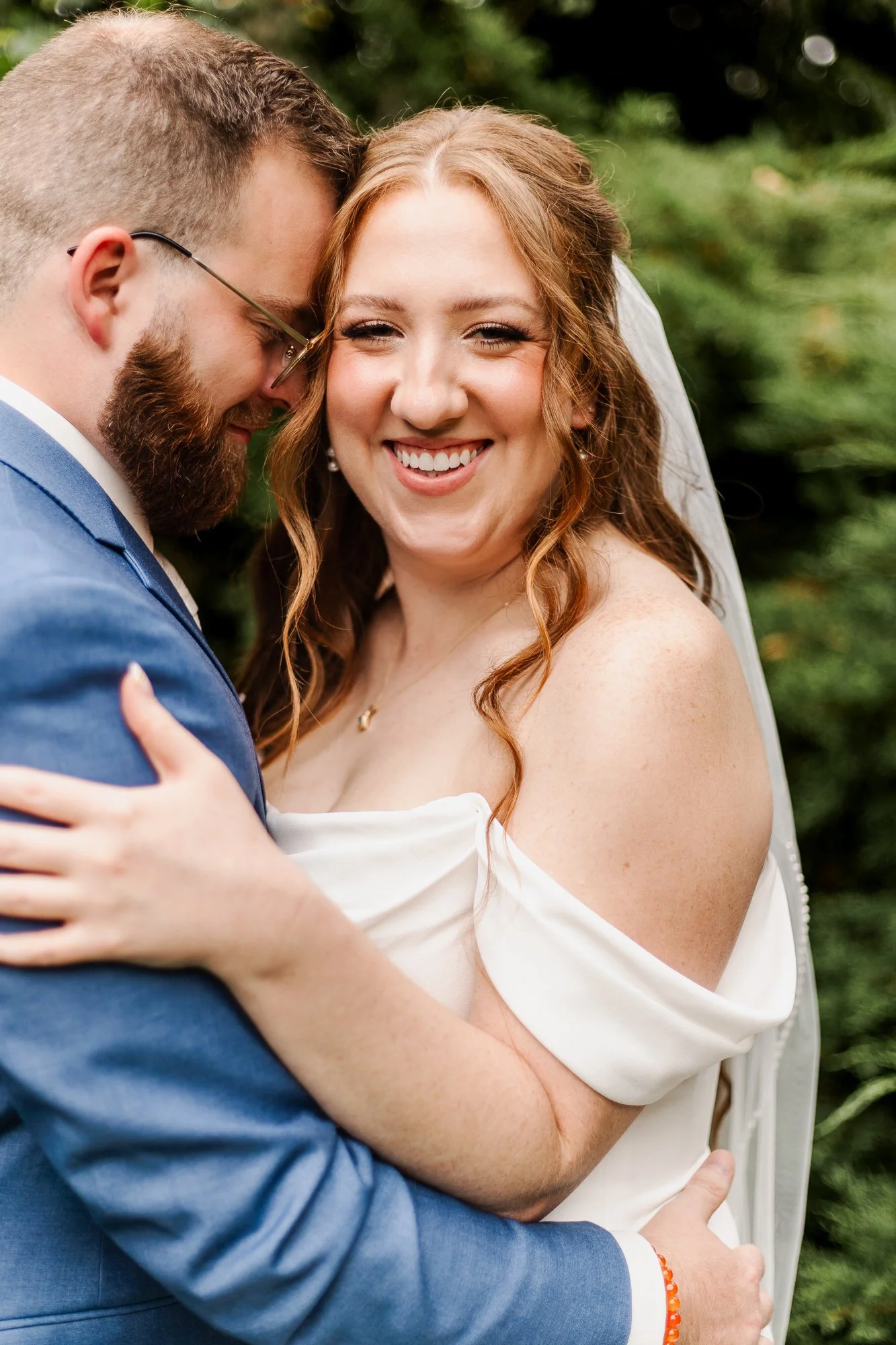 Close up portrait of bride and groom at Bloom and Bower in Risingsun Ohio