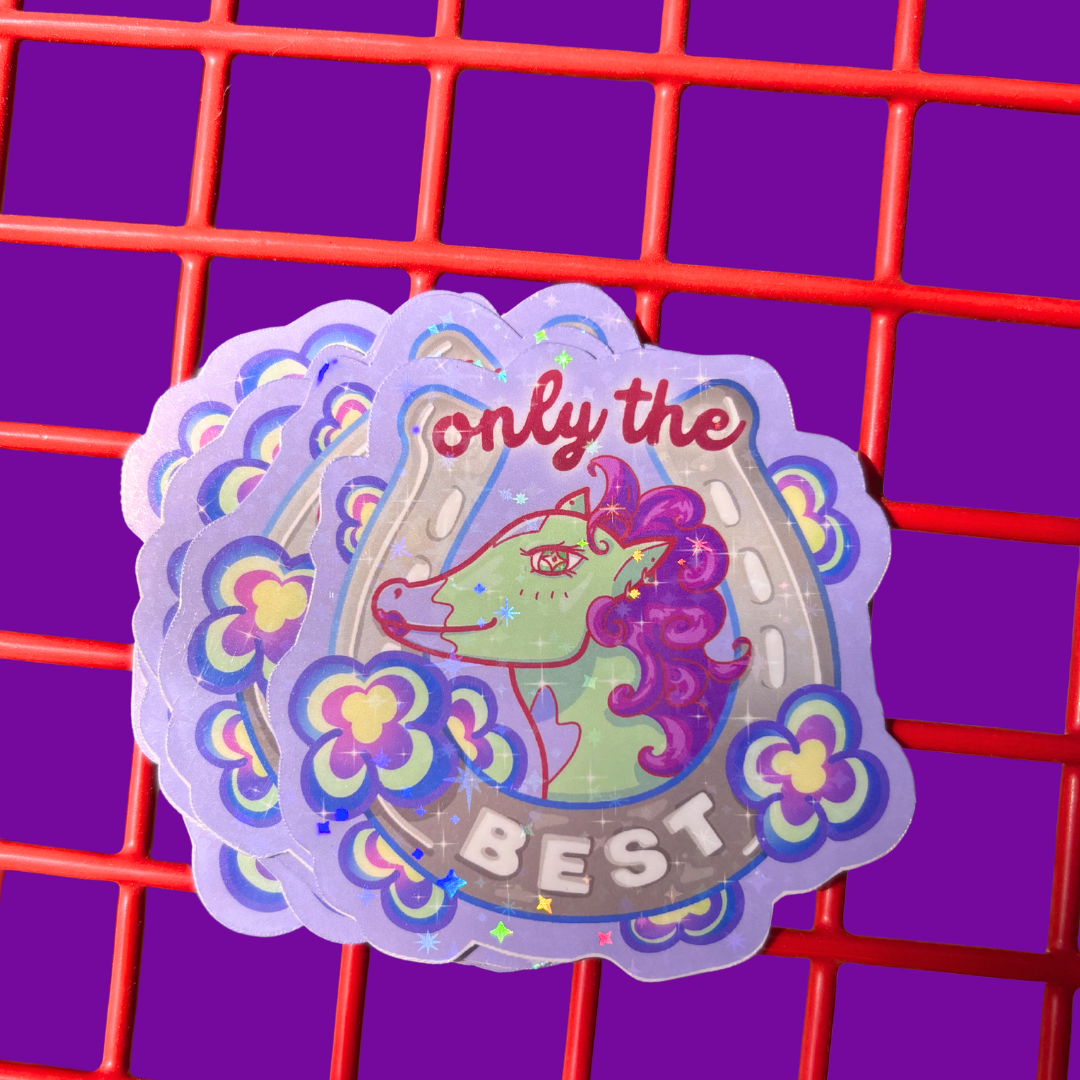 Cute horsegirl waterproof glitter sticker