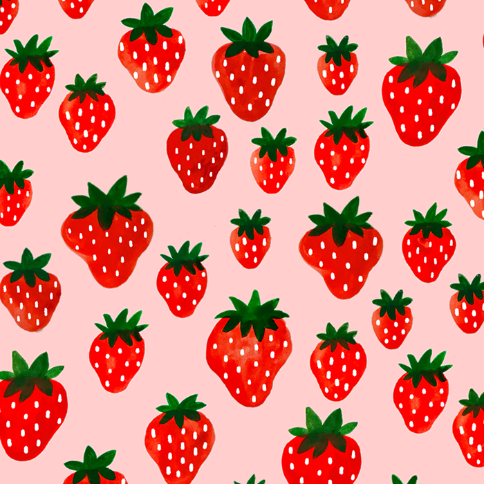 Strawberries Watercolor Pattern