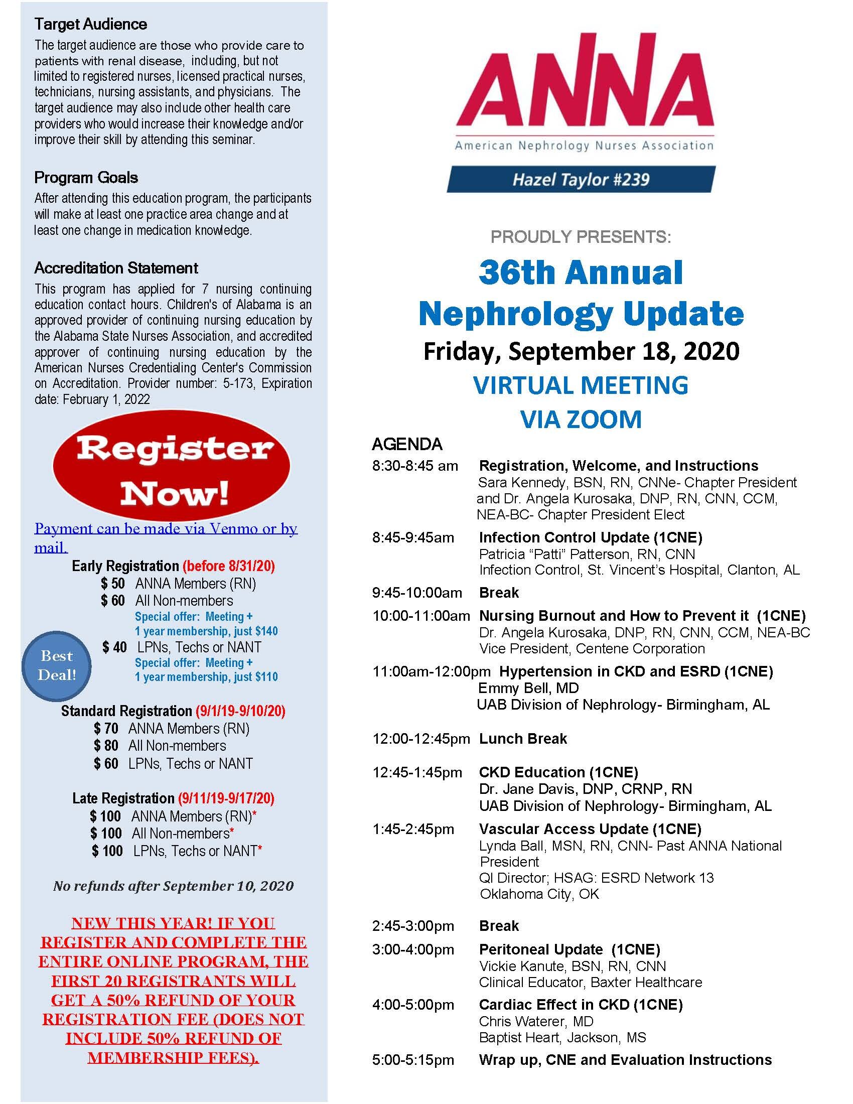 Calendar Of Events Hazel Taylor ANNA Chapter