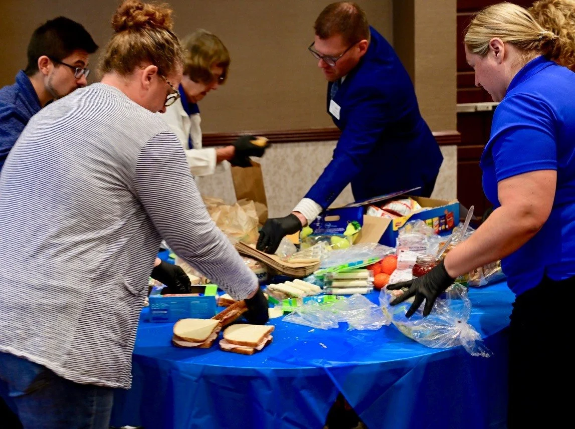 Making packed lunches for the community.