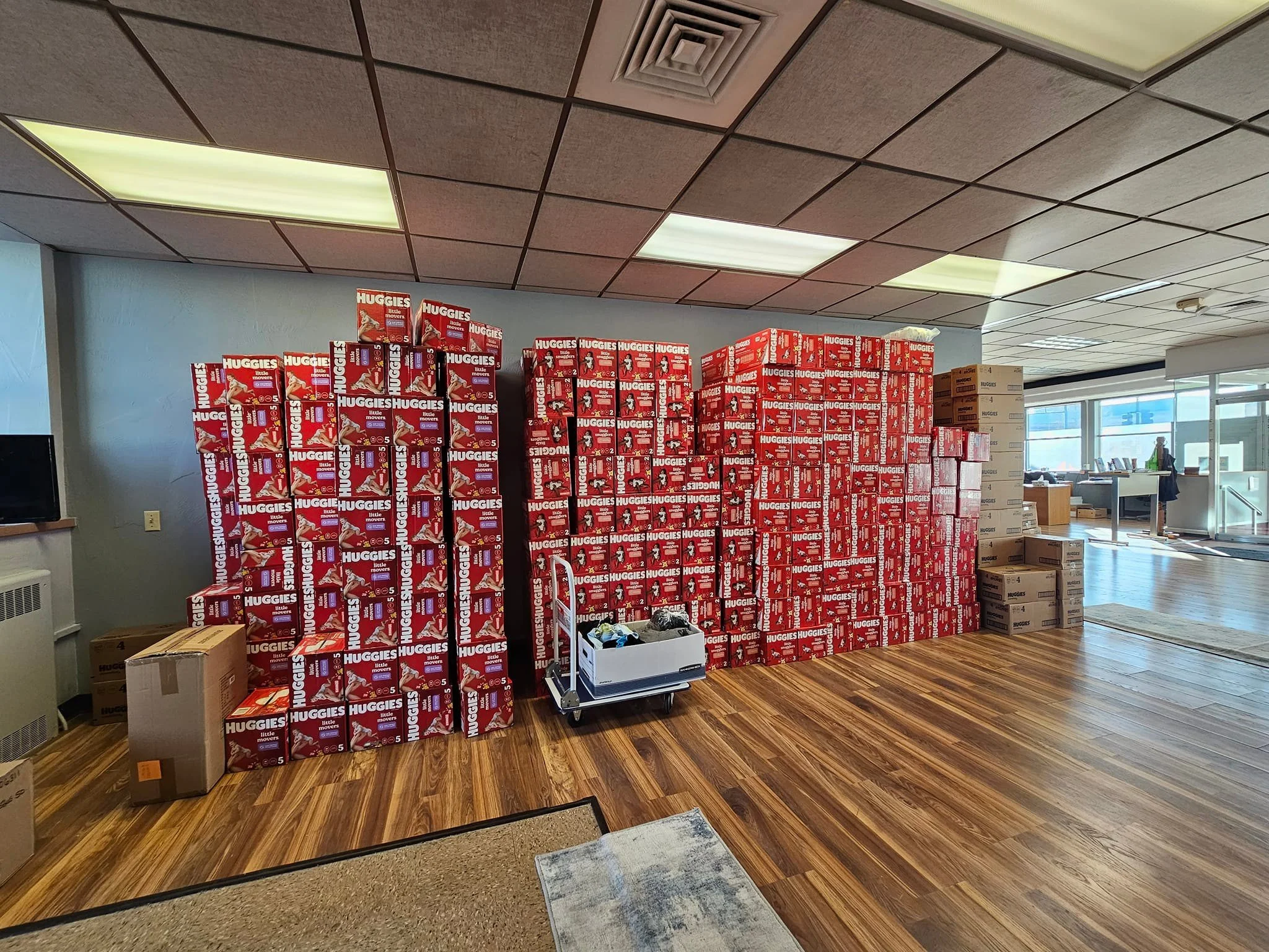 Collecting diapers and other goods for those in need.
