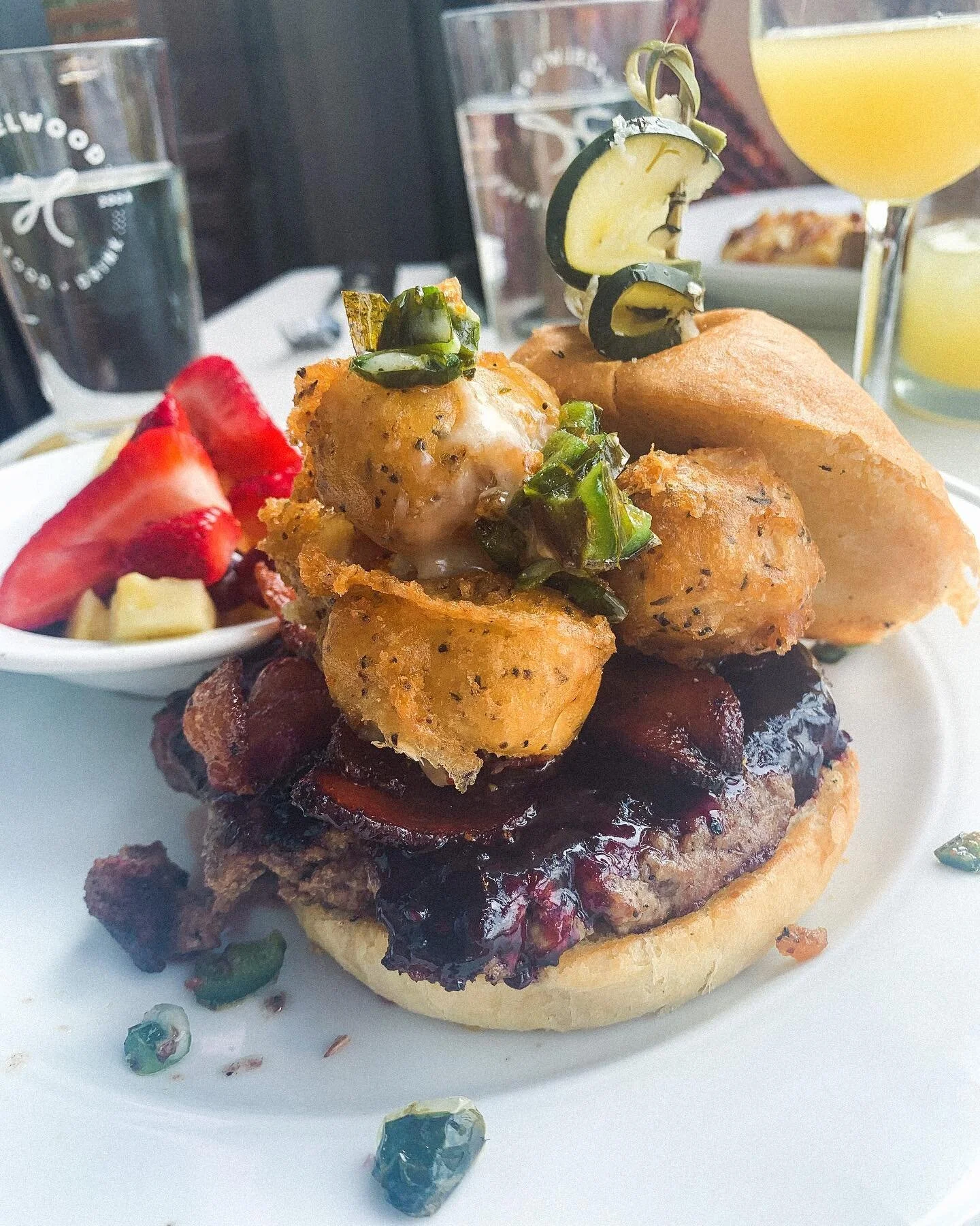 #BurgerADayMay Day 23 &ldquo;We went to Hazelwood in saint Louis park and I got the Blueberry brie burger with cheese curds, bacon, blueberry jam, and jalape&ntilde;os. The jalape&ntilde;os surprised me but it was SO GOOD. And we went for @abbyschrei