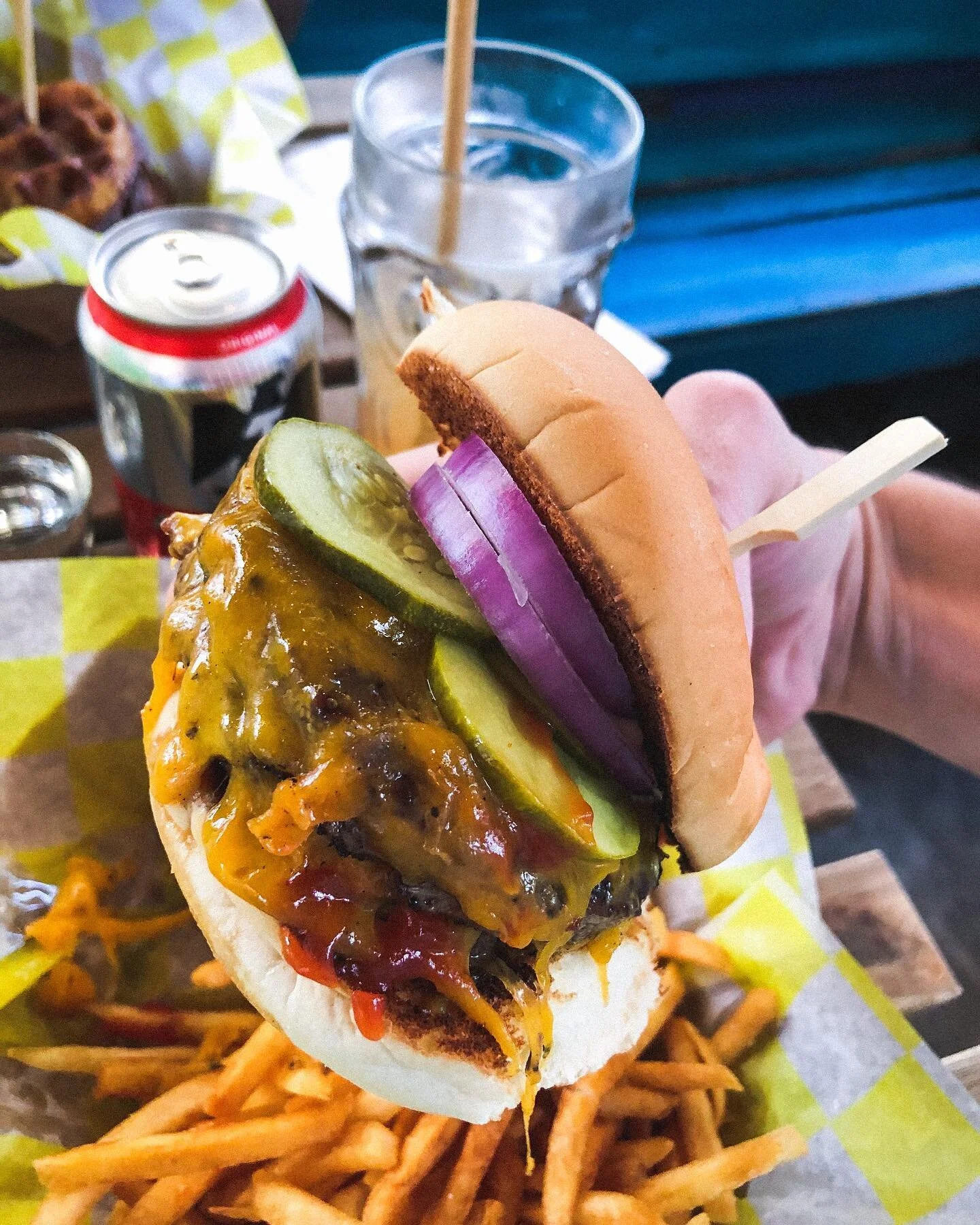 #BurgerADayMay Day 27 &ldquo; @dromedary_bar was my go-to Tuesday night trivia spot before the pandemic. The trivia isn&rsquo;t back yet, but the food still delivers. Tonight I got the Double Hump burger &mdash; two patties, pickles, onion, tomato, l