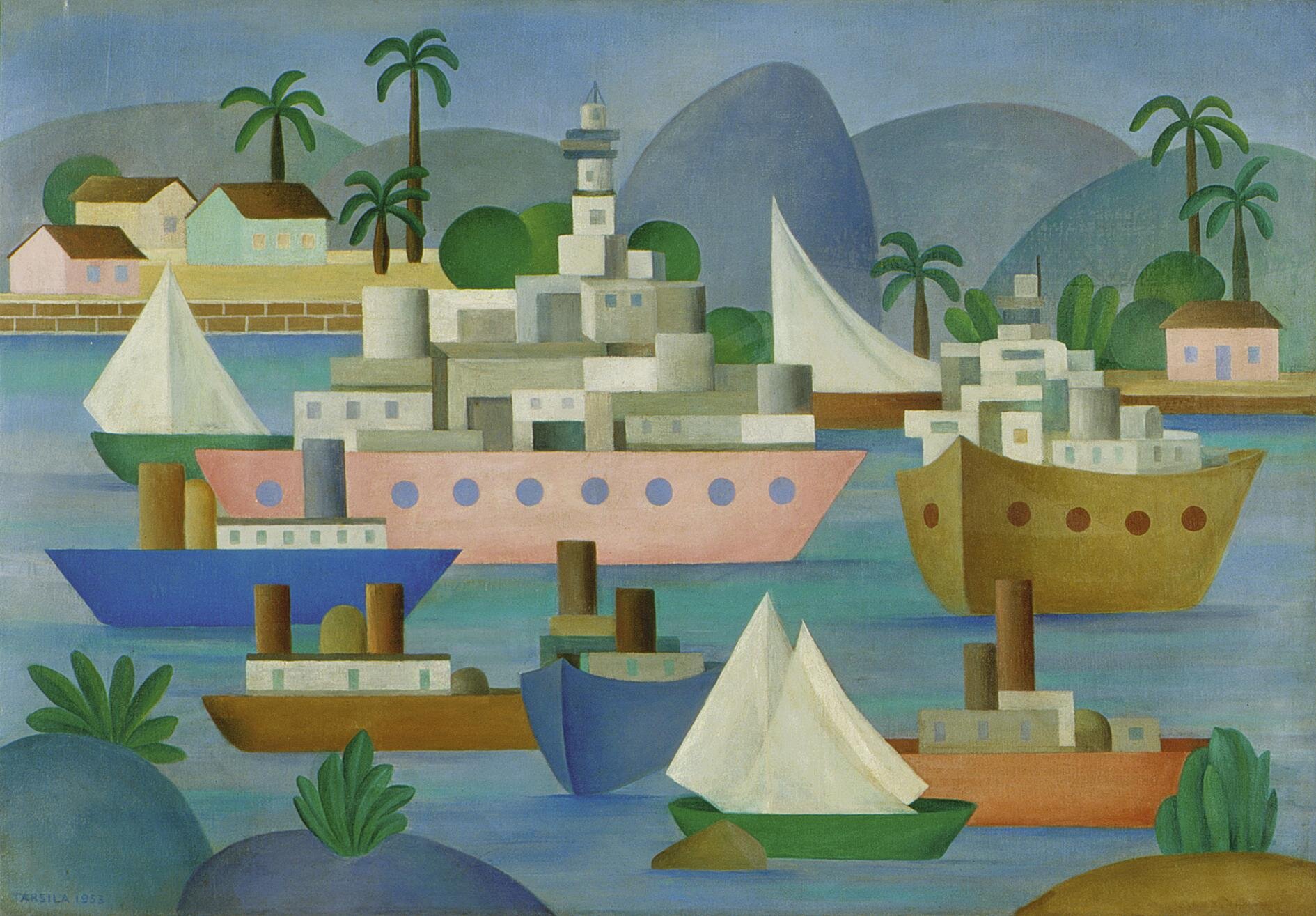 "El puerto" por Tarsila do Amaral, 1953