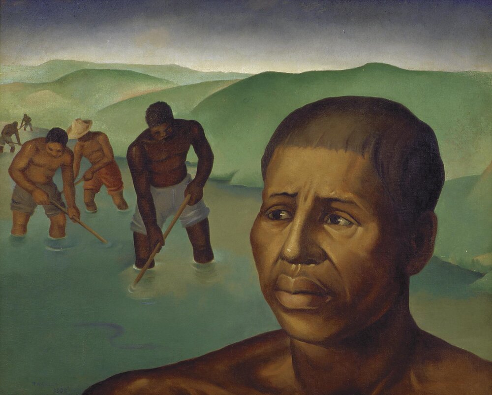 "Los trabajadores" por Tarsila do Amaral, 1938 