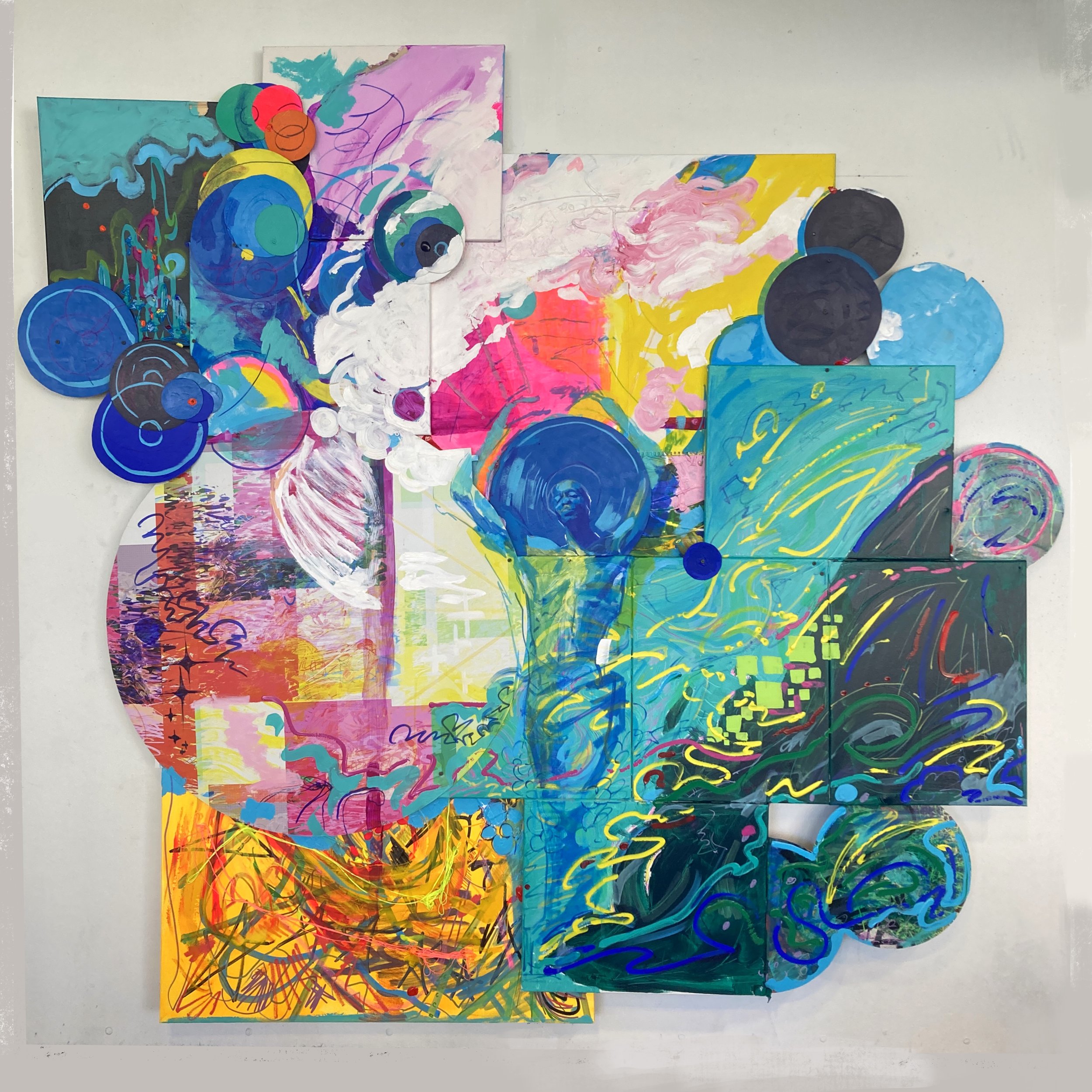 Post Renaissance Bliss 7 x 7 ft. (Mixed Media Mostly Canvas) 2024