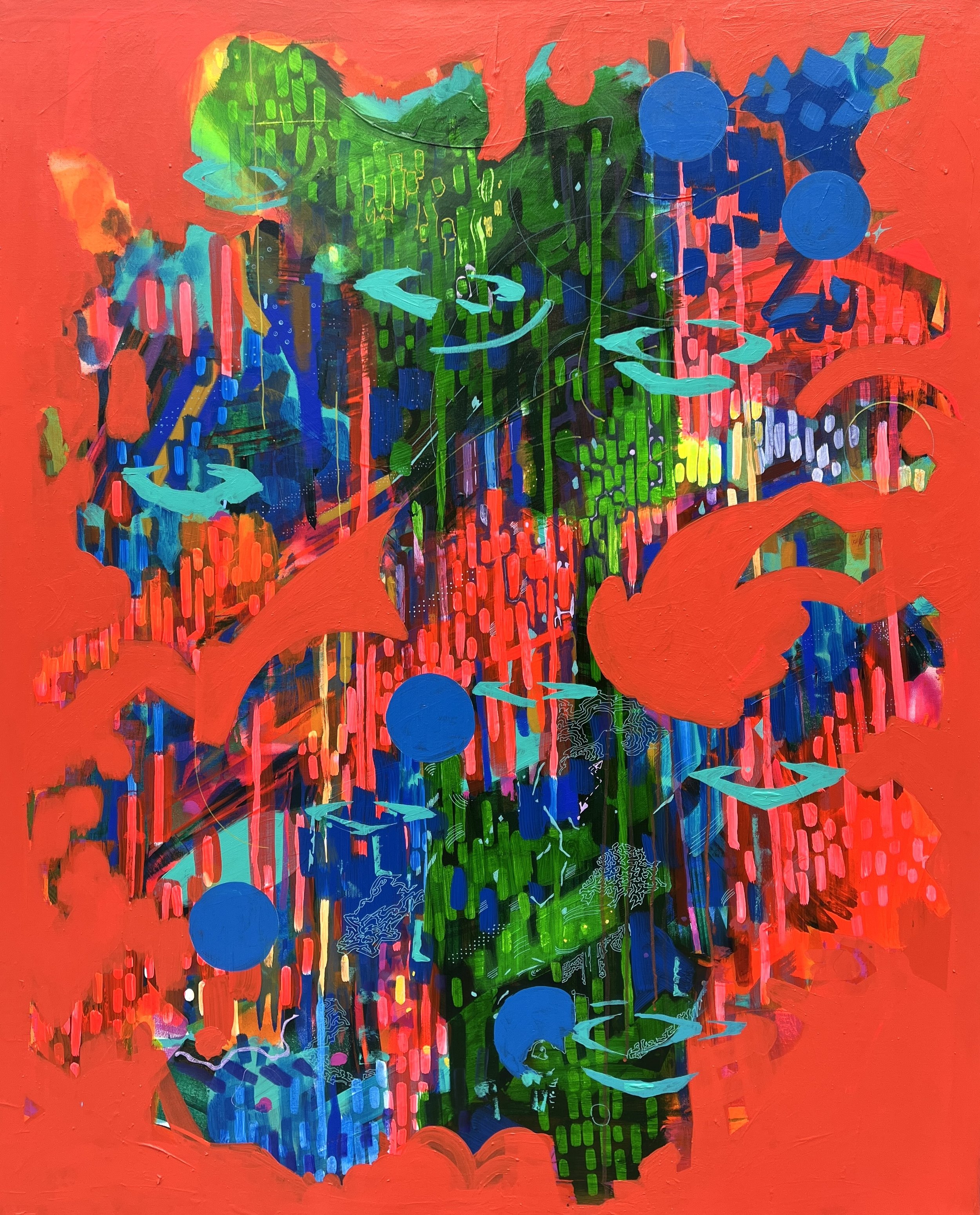 Fried Gator and Frog Legs 5 x 4 ft. (Acrylic on canvas) 2025