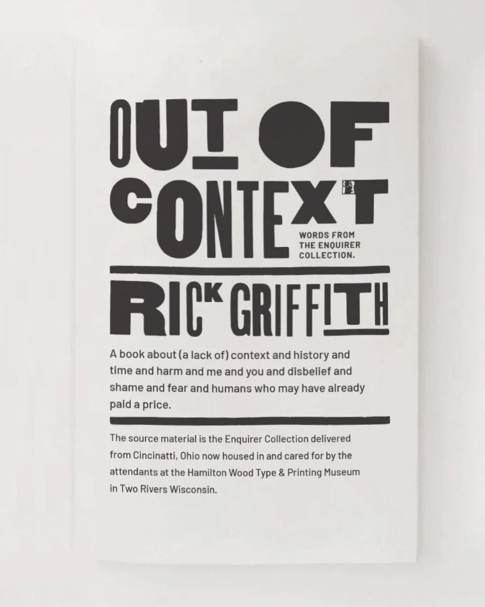 Rick Griffith Design Examples Out of Context by Rick Griffith — Quarantine Public Library