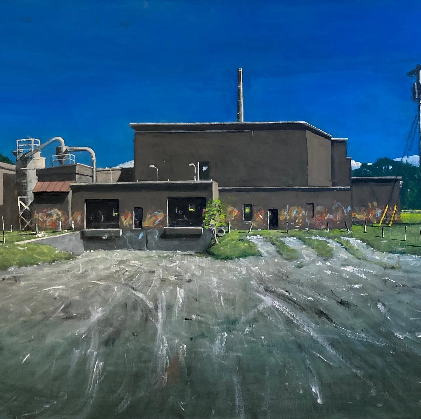 Wallingford Vermont factory. Just added a little graffiti in a little foreground stuff. Can&rsquo;t wait for summer!#3pearsgallery #vermontartgallery #vermontart