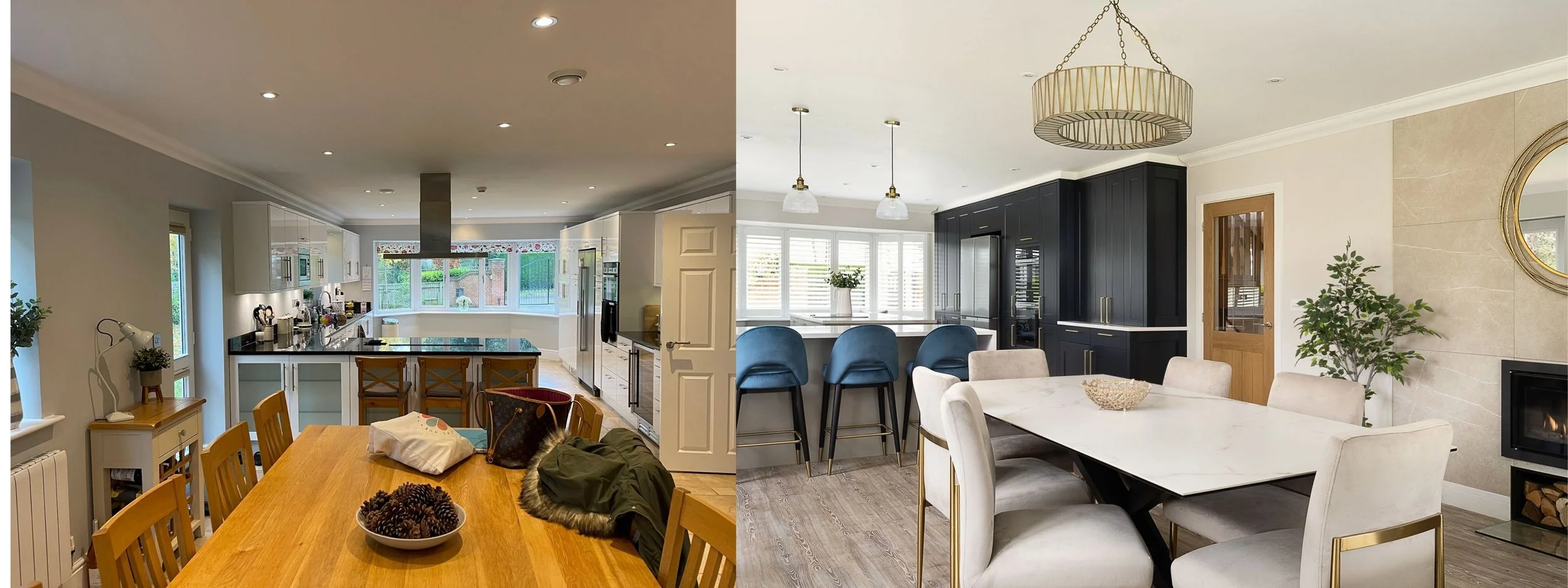 Before and after kitchen renovation interior design Oxfordshire