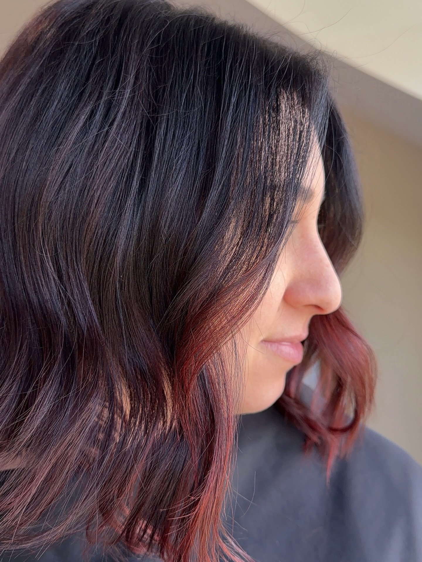 Mystery hair color day for this girl, and she was in love ! &hearts;️🔥Would you let your stylist pick a mystery color for you ? 

#lehighvalleystylist 
#lehighvalleyhair 
#lehighvalleysalon 
#redhair 
#lob