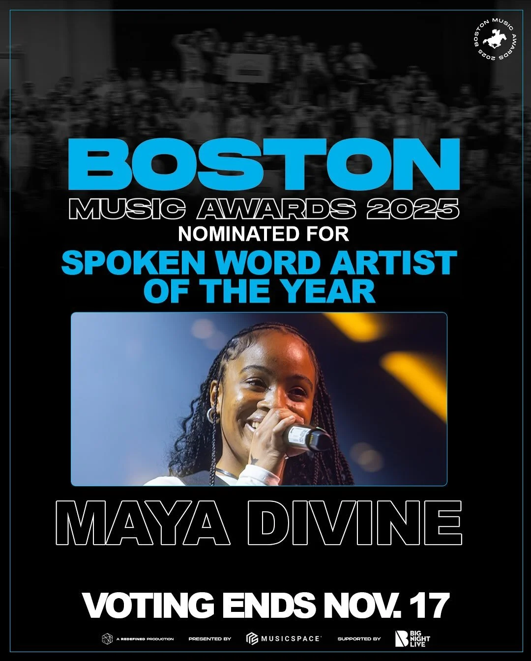 ✨ Maya Divine, there&rsquo;s so much we could say about you &mdash; talented, dedicated, passionate, and pure light! You&rsquo;re truly a gift to this world 🌎💫 We&rsquo;re so excited for all that&rsquo;s ahead!
🗳️ Vote Ms. Divine for Spoken Word A