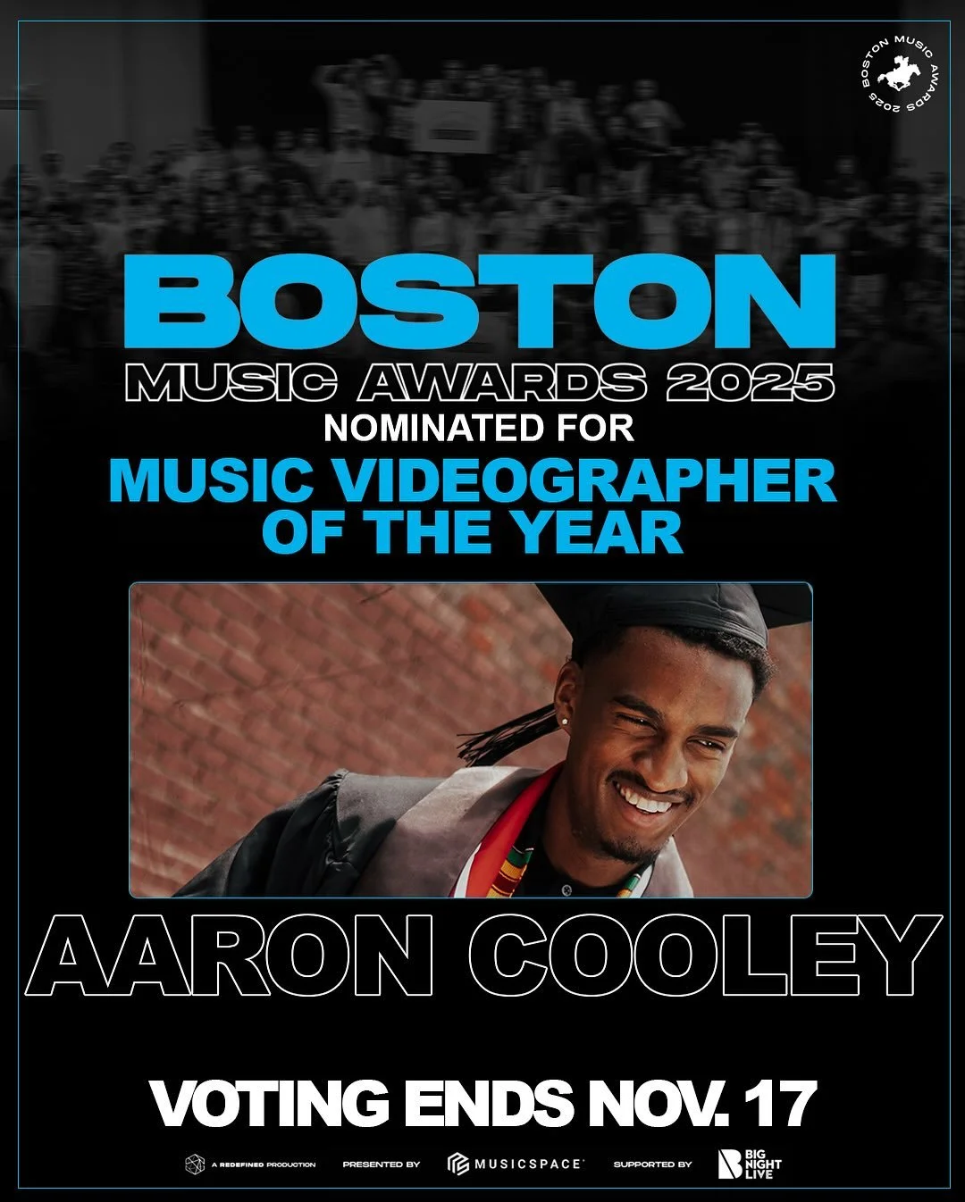 Aaron Cooley &mdash; more than the man with a cam. A true powerhouse and multi-talented creative! 🎥💪 Vote our guy for Music Videographer of the Year! Voting closes Nov 17th &mdash; hit that link and vote now! 🗳️
