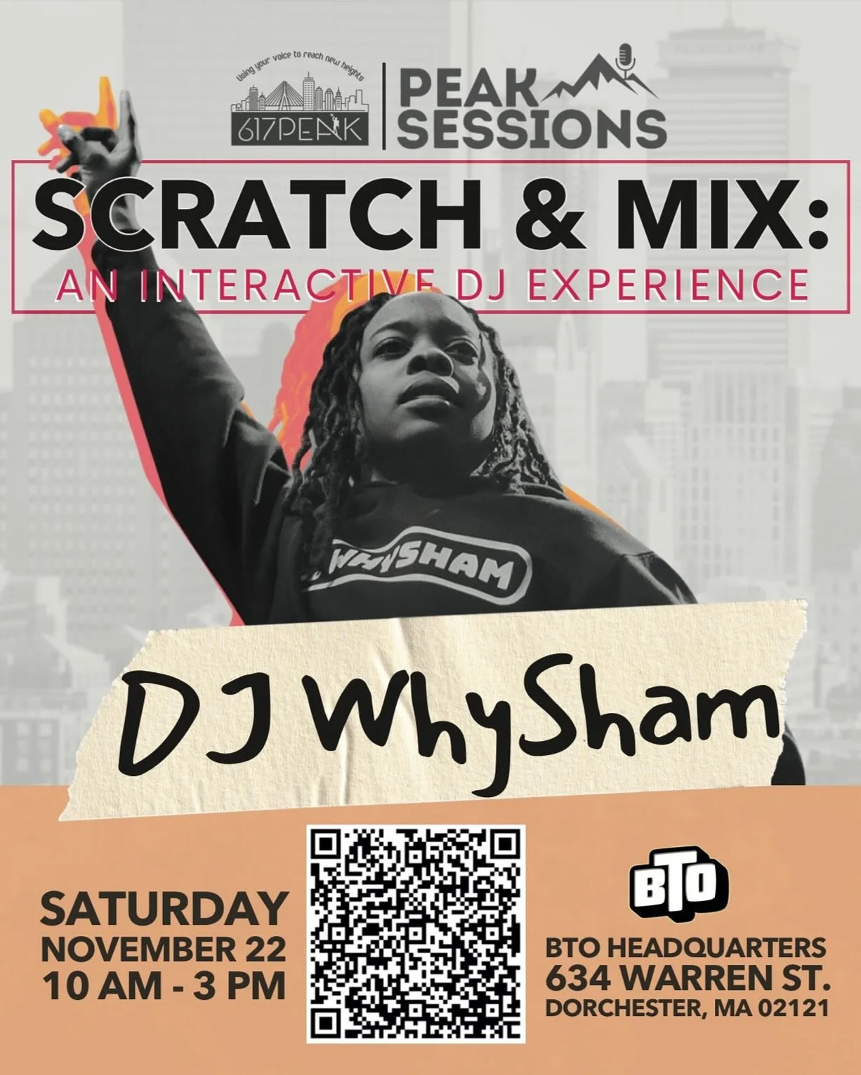 Our first Peak Session of the year is here 😁. 
Join us on Nov 22nd from 10AM&ndash;3PM for Scratch &amp; Mix with DJ WhySham🎧🎶. 
Come enjoy hands-on DJ fun, live demos, and good vibes😎. 
‼️Signup link in bio - fill it out by Thursday, Nov 20‼️