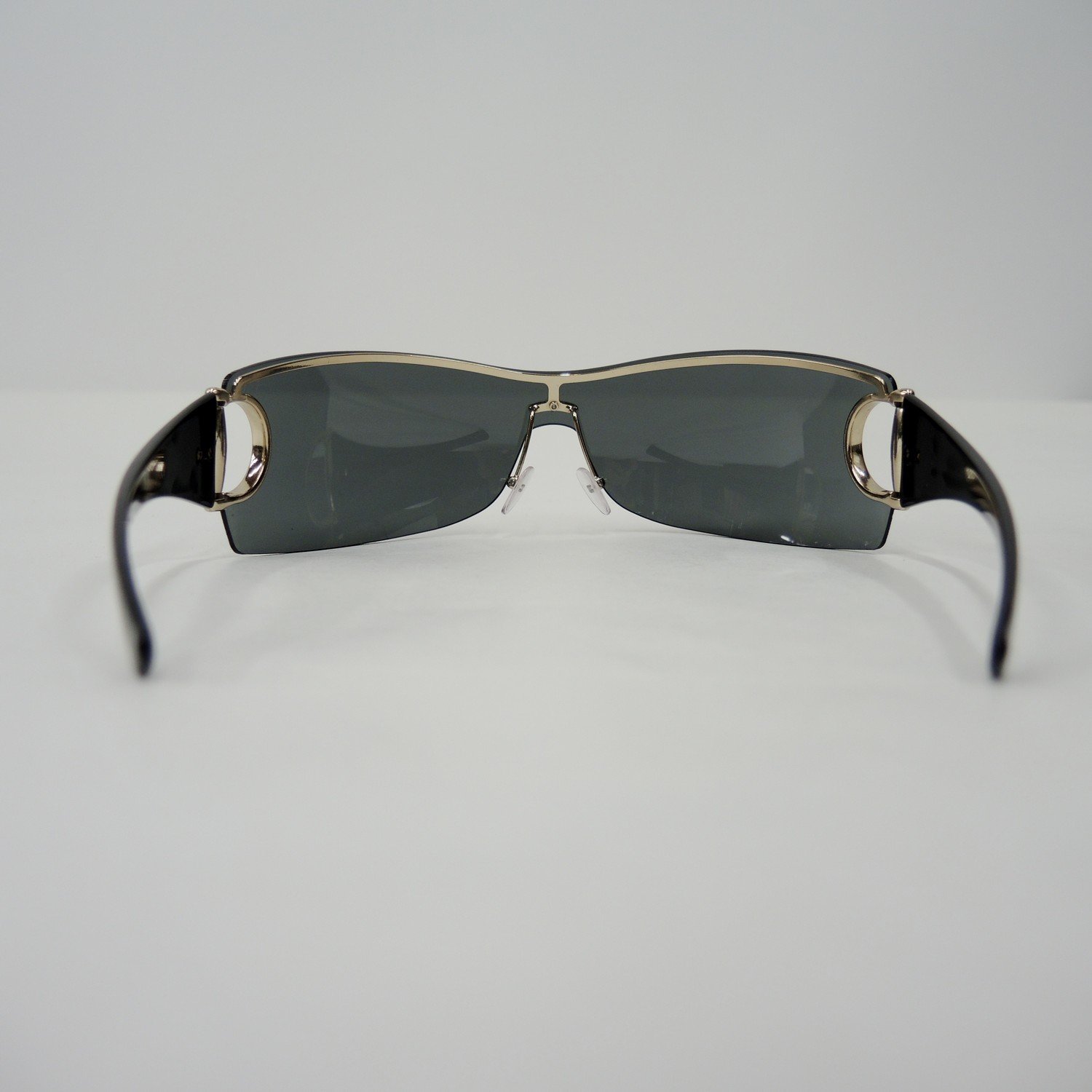 Black and Gold Shield Sunglasses — Seams to Fit Consignment