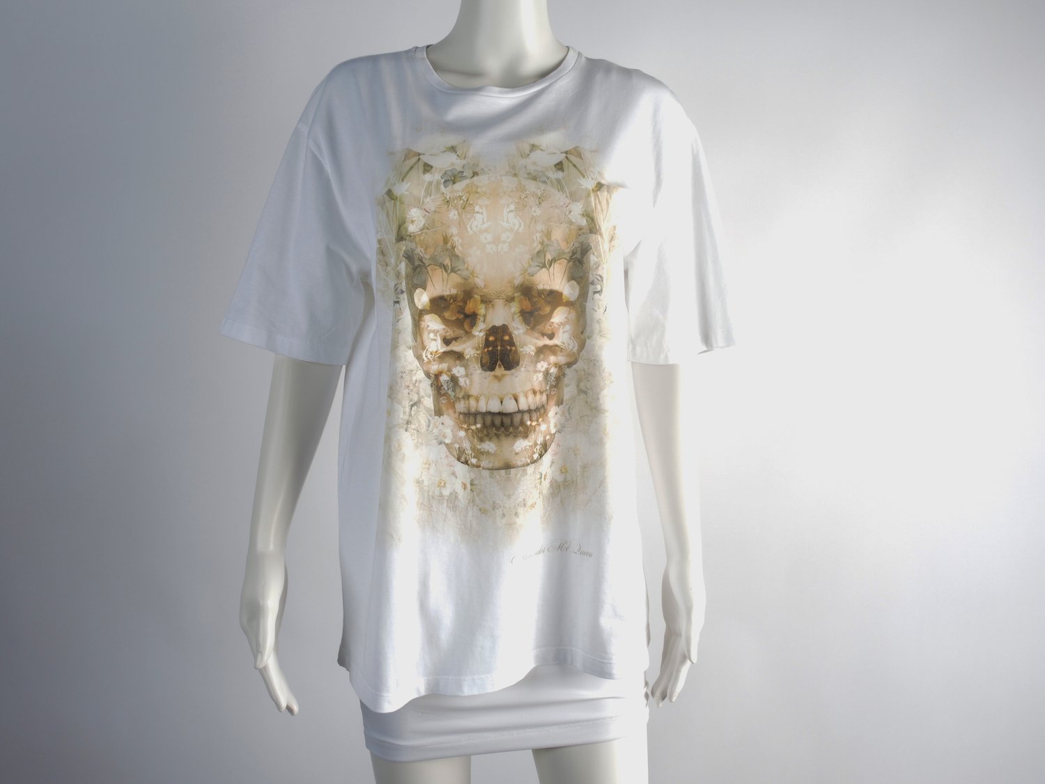 ALEXANDER MCQUEEN White with Muted Floral Skull (M/L
