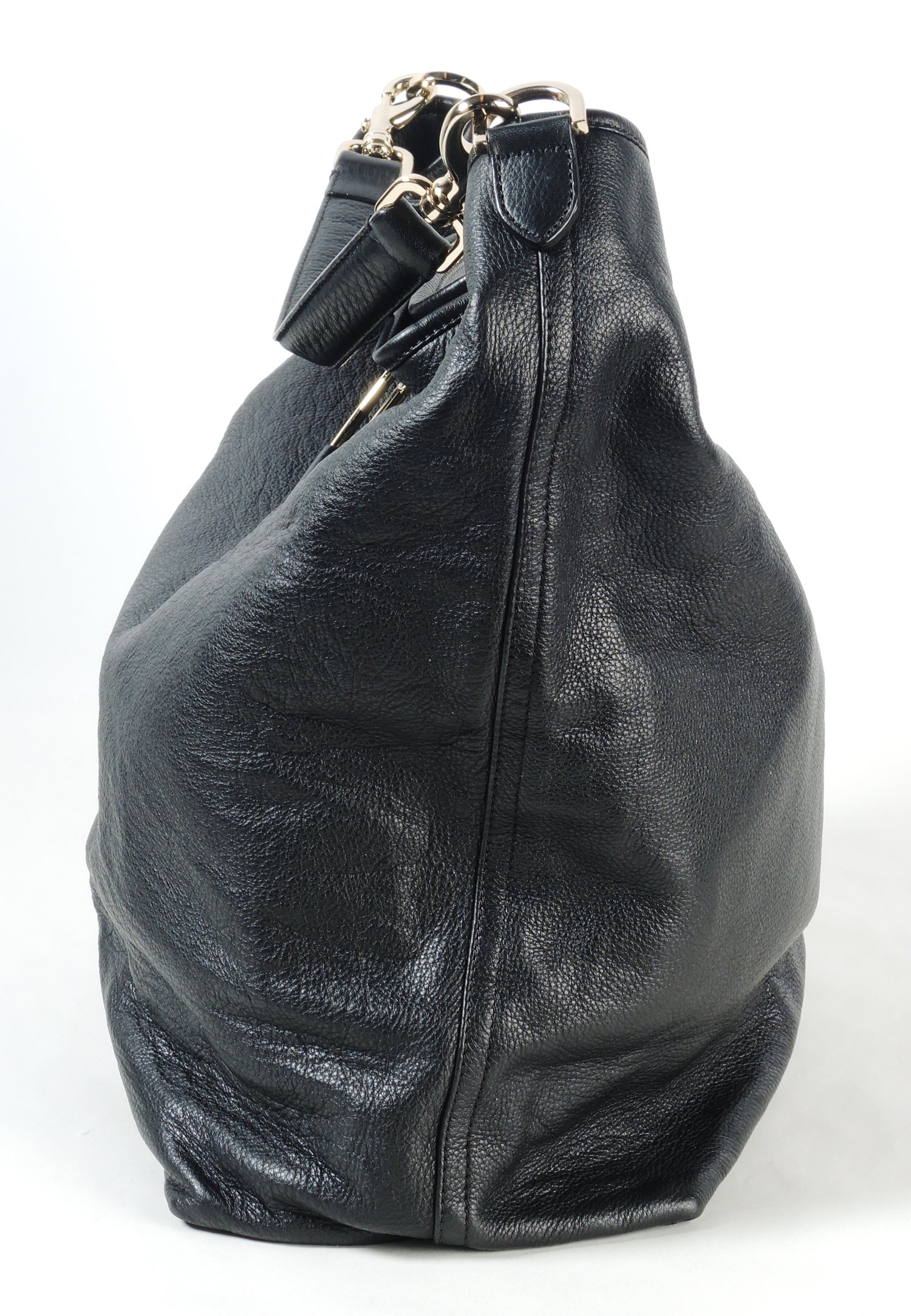 vintage black leather crossbody bag metal handle