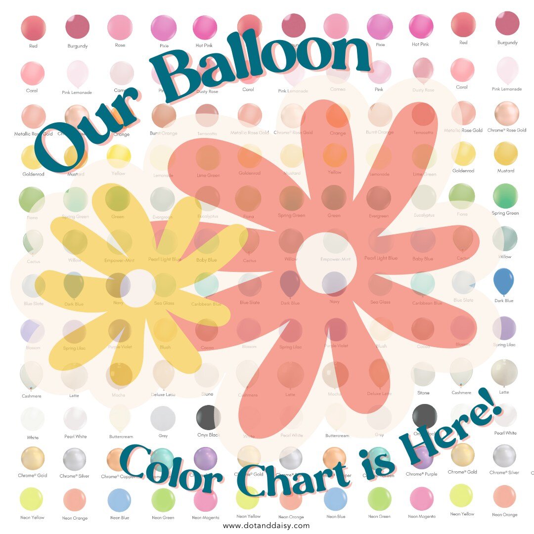 Bring your event to life with vibrant colors! Introducing our Balloon Color Chart: a game-changer for easy color selection and unforgettable balloon creations 🌈🎉 

Simplify the process, spark your inspiration, and envision your event's aesthetic wi