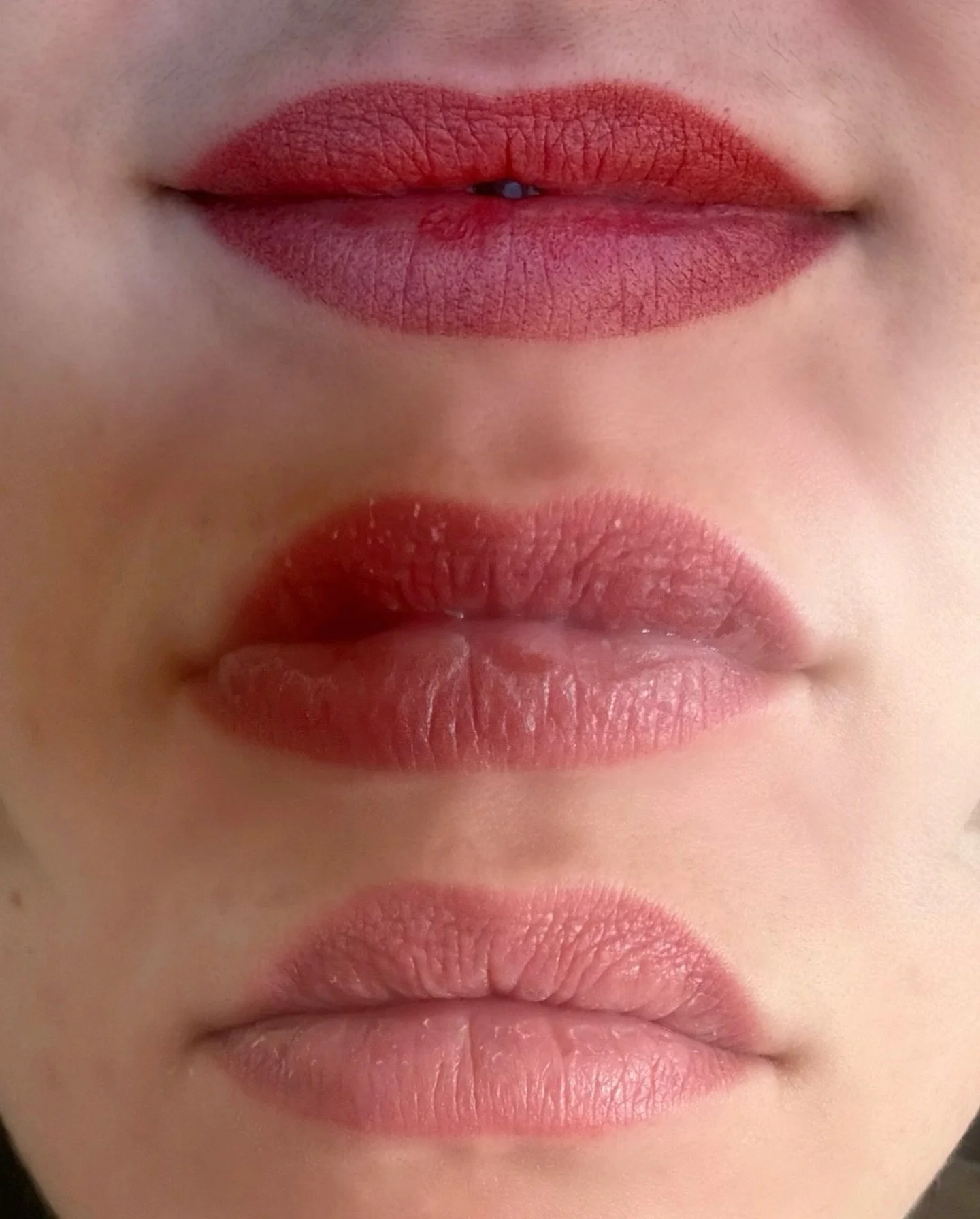 Borderless lip blush healing process ⬇️⬇️⬇️

Lip blush changes A LOT during the healing process. They will start out very bold and vibrant but will start to soften and lighten after just 1-2 weeks. They do get a little flaky and will have to shed but