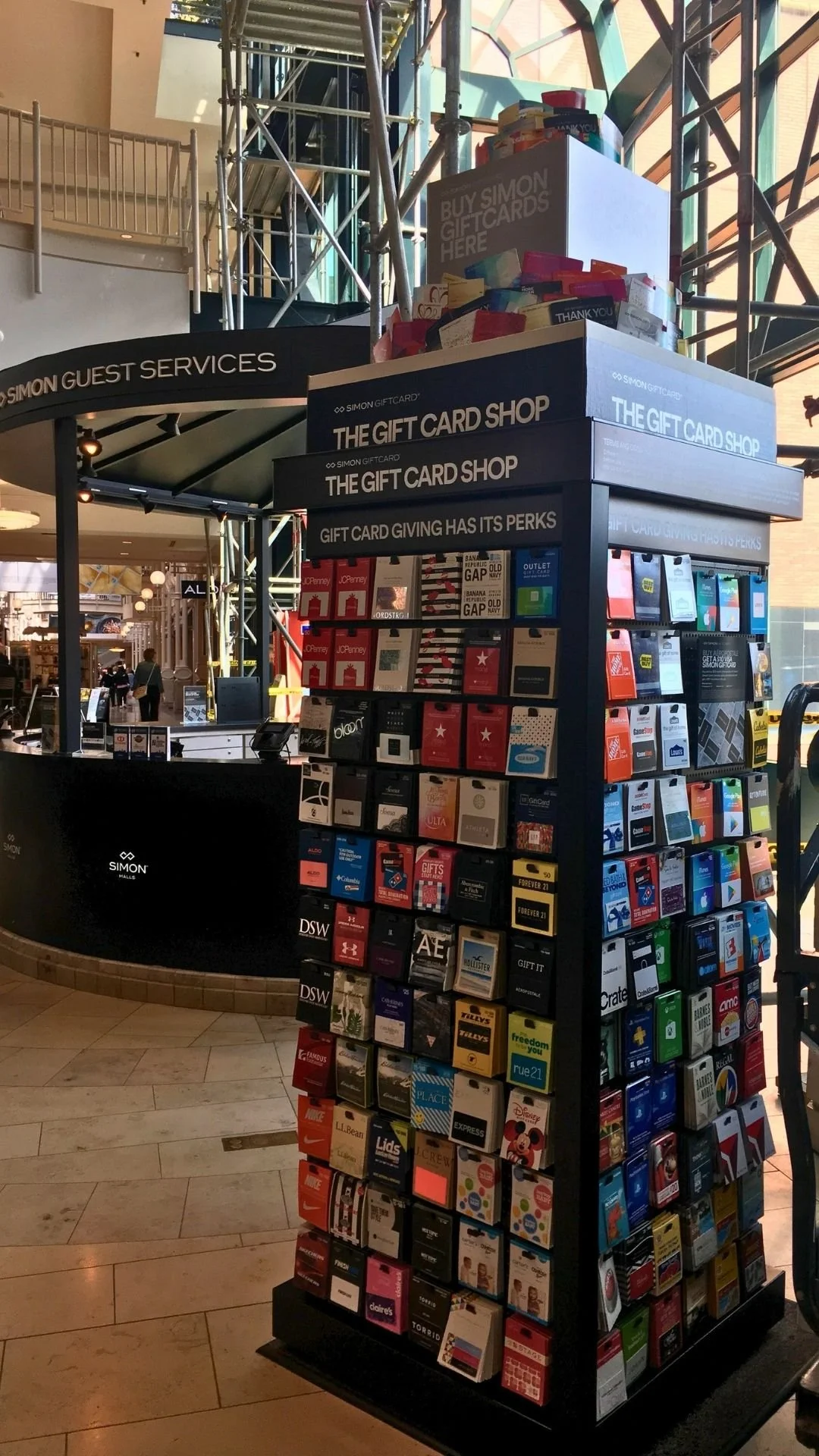 Sample display set of Simon Giftcard and Customer Service.