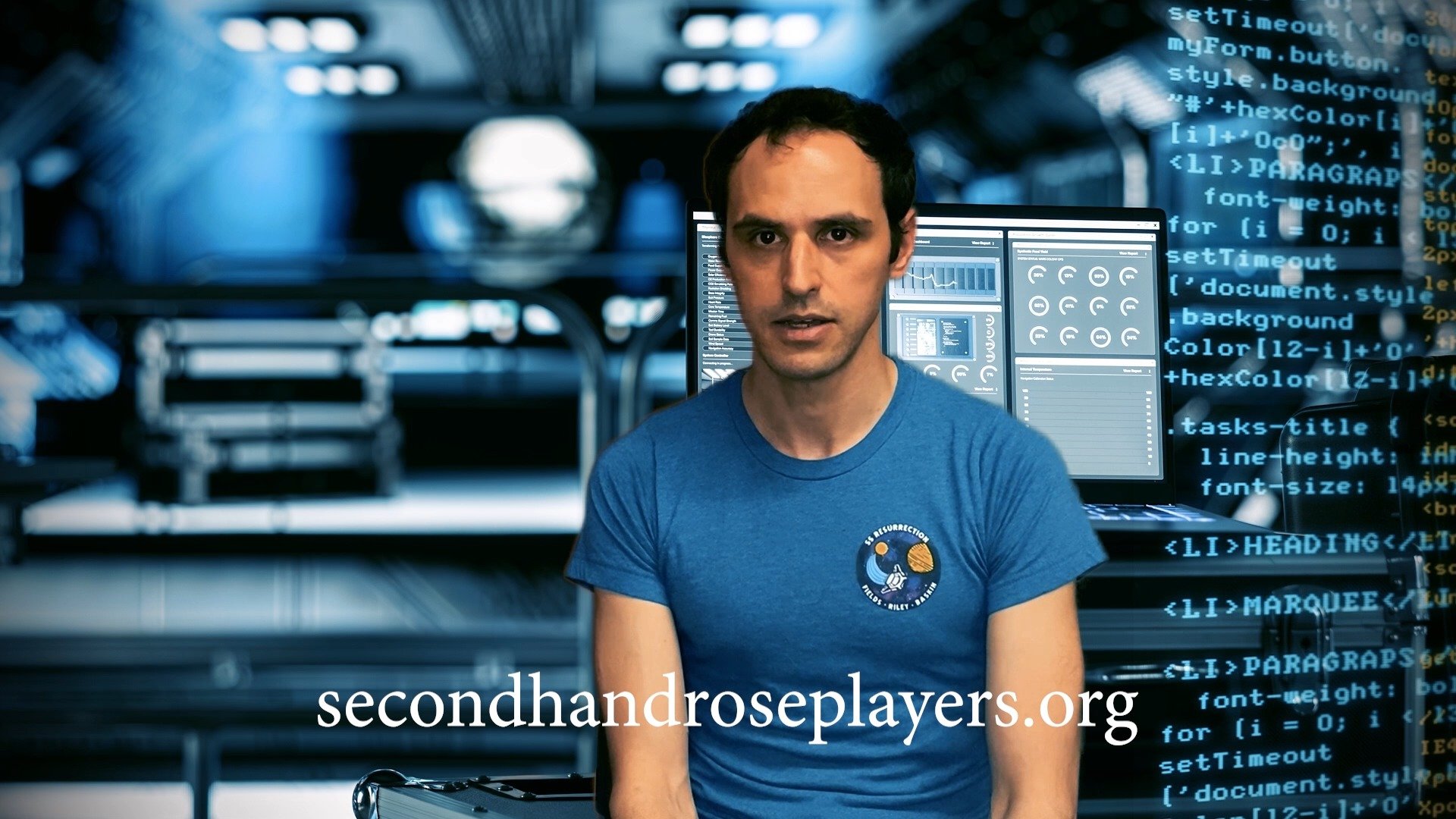 OPENING TODAY! LAUNCH SCHEDULED FOR 8 P.M.!
Footage Recovered!
Crew Confessions: Baskin
In preparation for the “Eyes to the Stars” production by Michigan playwright Erin Osgood, NASA has released newly-recovered recordings from the SS
