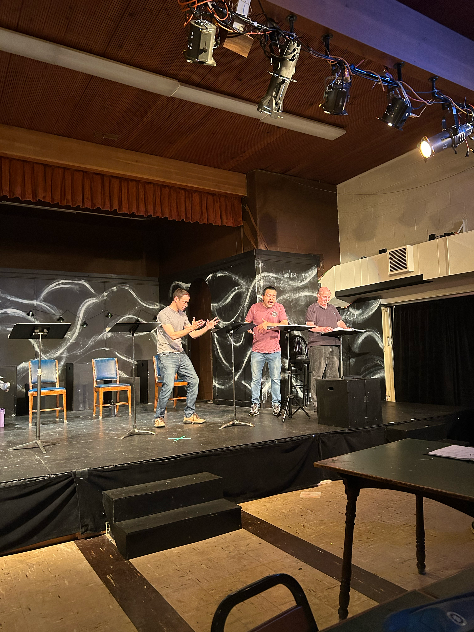 Secondhand Rose Players Staged Reading (Pictured: Russ Schwartz, Maurizio Dominguez, & Dave Durham) 2024