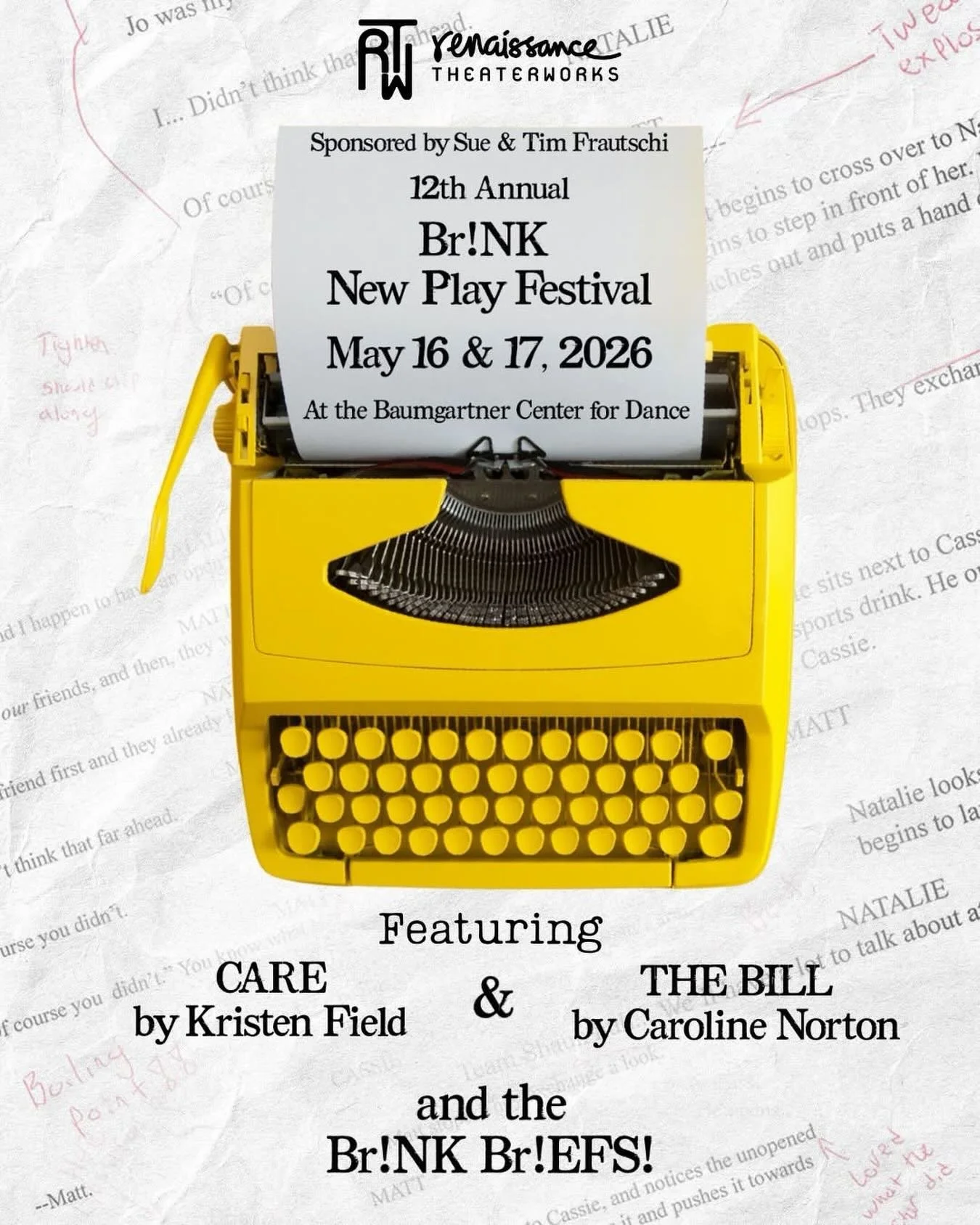 Happy opening cast &amp; crew! Wine DNA is taking the stage this weekend (May 16 &amp; 17) at @renaissance.theaterworks Br!NK New Play Festival as part of Br!NK Br!efs! If you&rsquo;re near Milwaukee WI, check it out.  Info: rtwmke.org