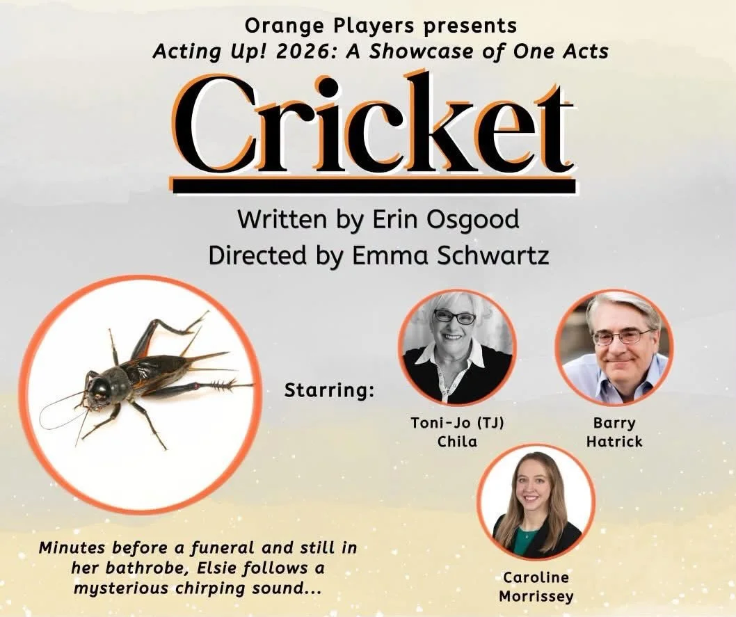 Up next: Cricket at @orangeplayers in Orange, CT! If you&rsquo;re in the area, check out all the amazing creatives in the festival. 

The show will run Friday, August 21 at 7:30 p.m. and Saturday, August 22 at 3:00 p.m. &amp; 7:30 p.m. 
Tickets are $