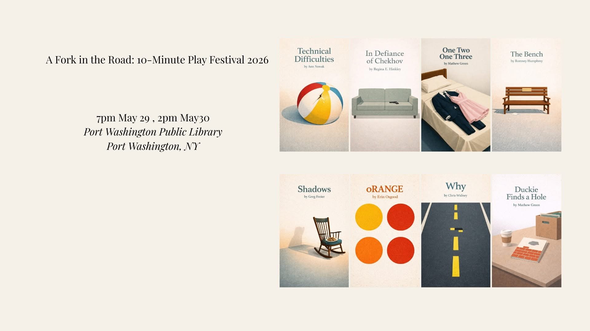 Port Washington Play Troupe's 10 Minute Play Festival, 2026