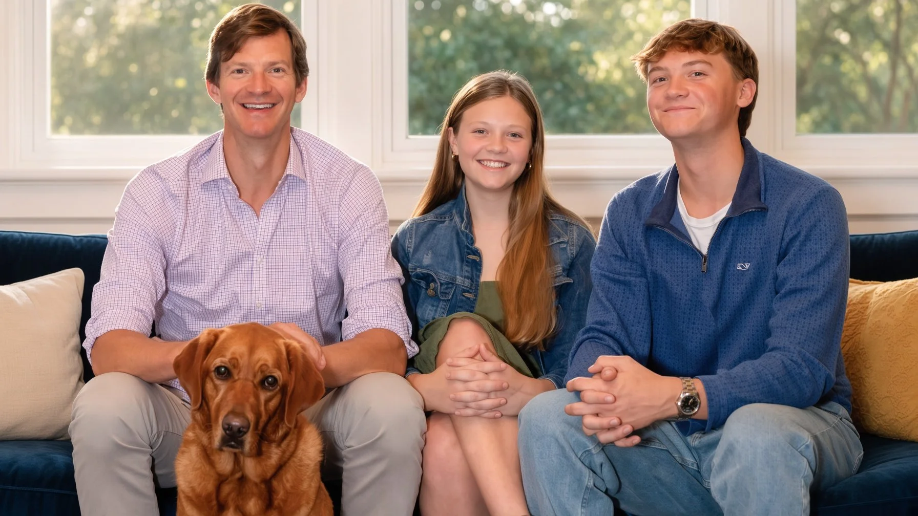 Ashby with his children and the family dog