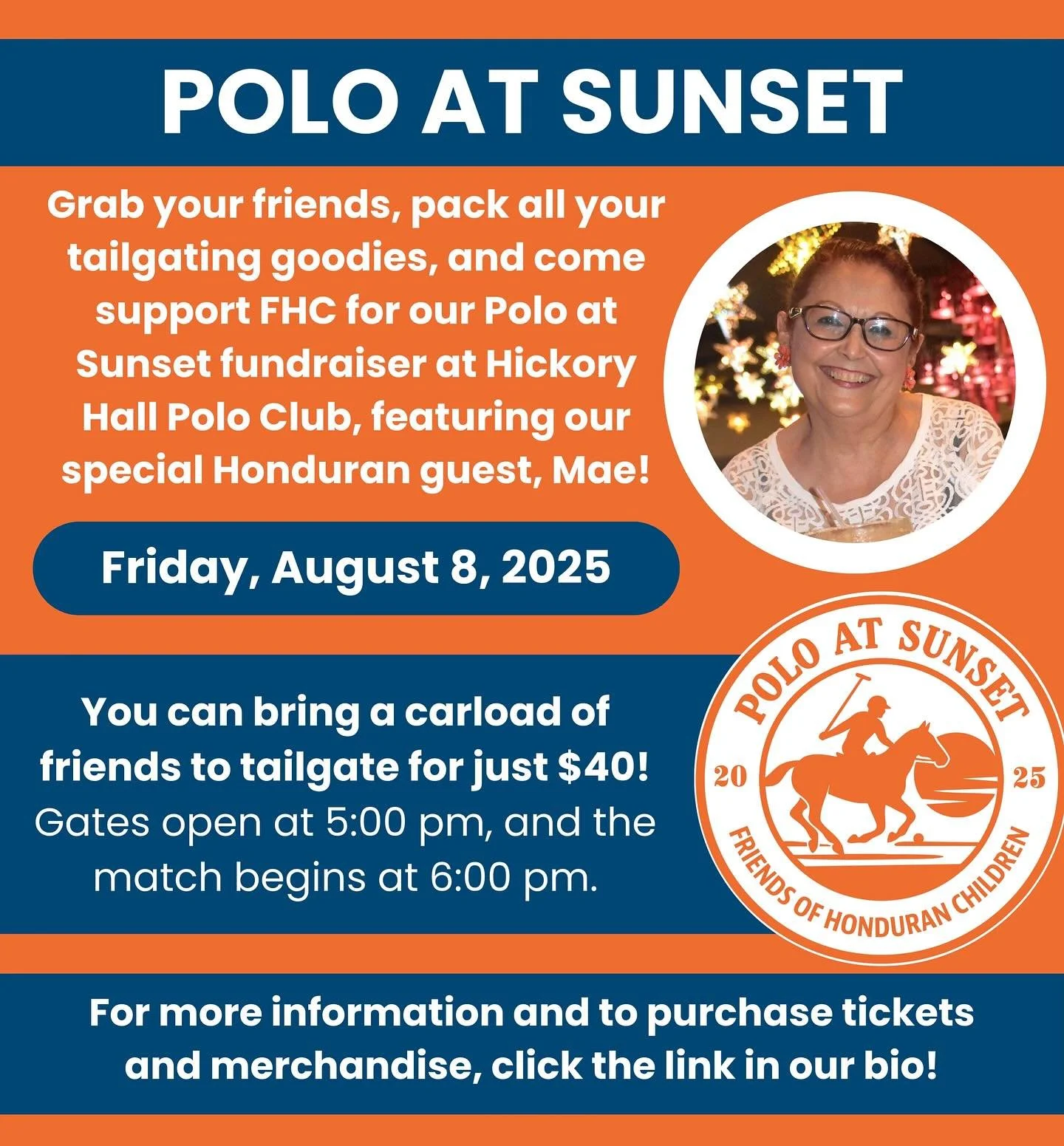 Join us for Polo at Sunset! Click the link in our bio for more details! If you buy you ticket ahead of time, all proceeds go directly to FHC Indiana!