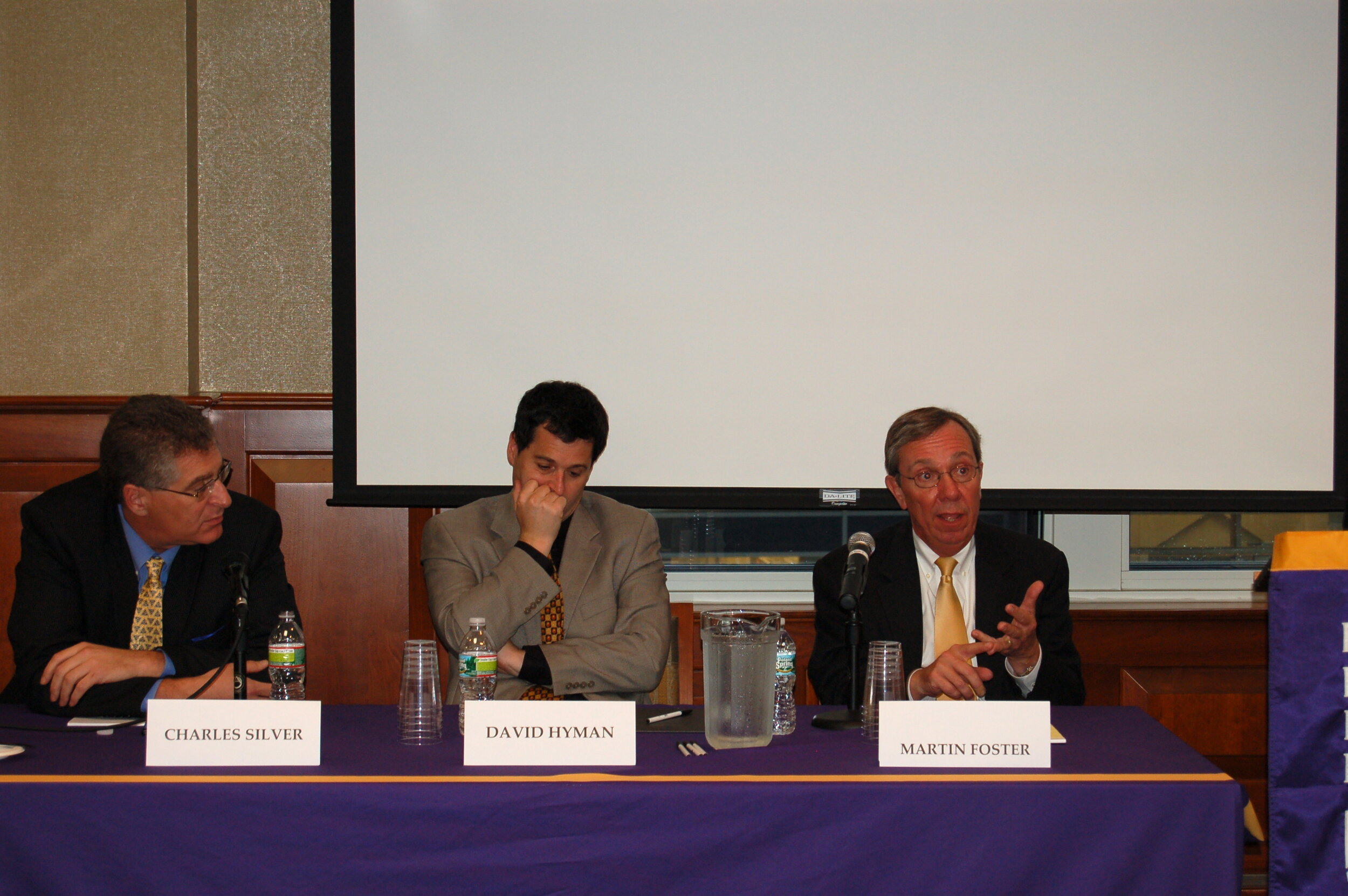  Left to Right: Professor Charles Silver, Professor David A. Hyman, Chairman Martin C. Foster during Question &amp; Answer Session 