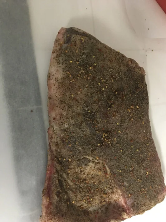 After resting; the meat has cured slightly