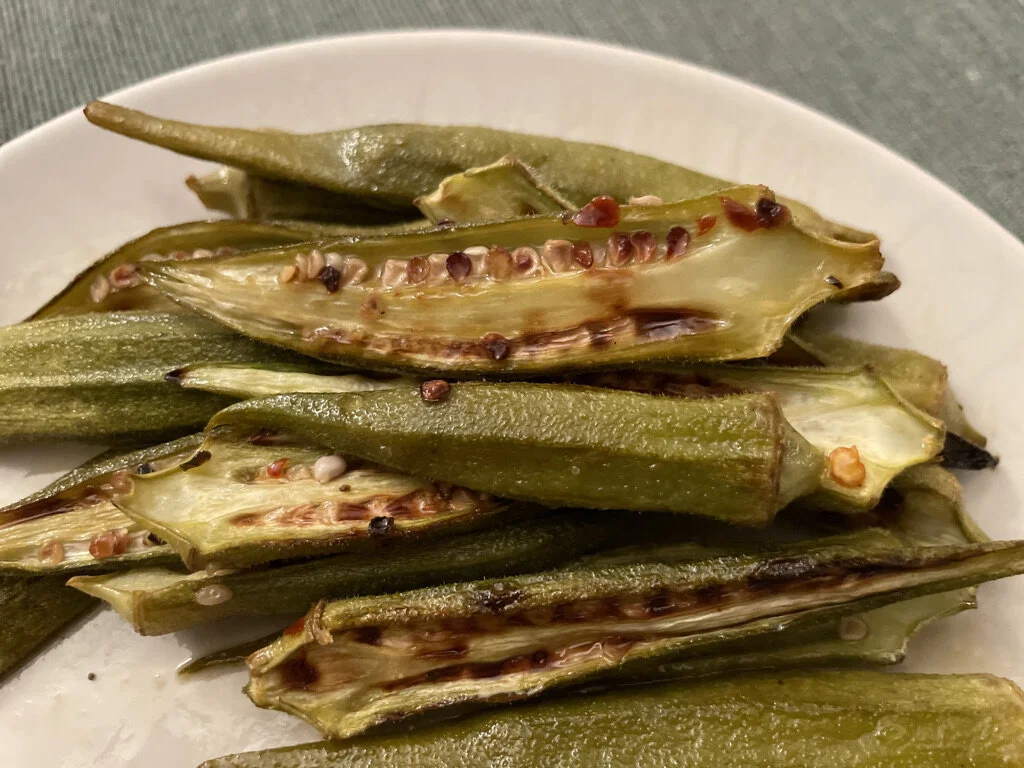 Snackable Okra With A Sweet and Sour Glaze