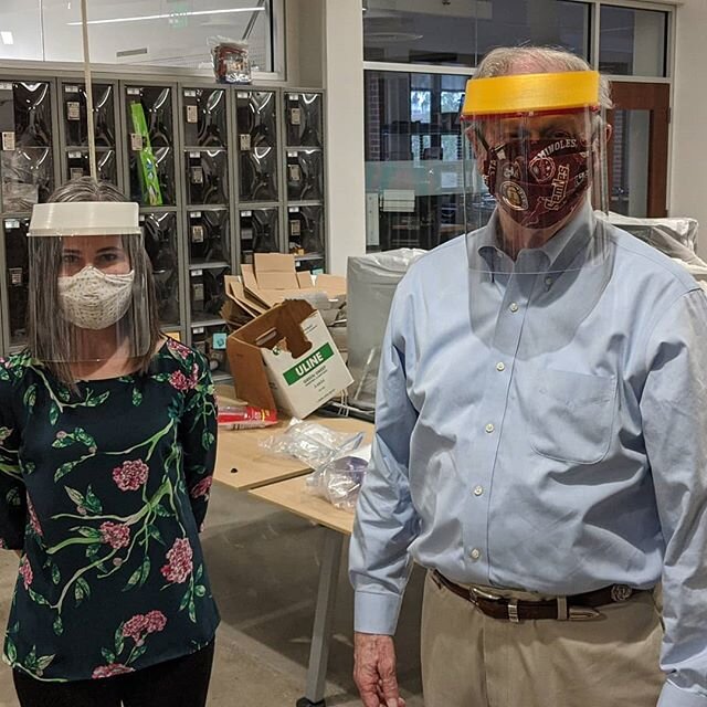 President Thrasher and Dr Pritchard testing the shields.