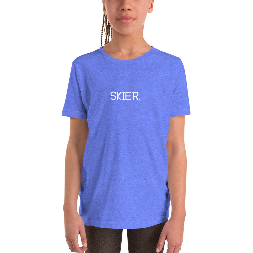 Skier | Youth Short Sleeve T-Shirt | Columbia Blue