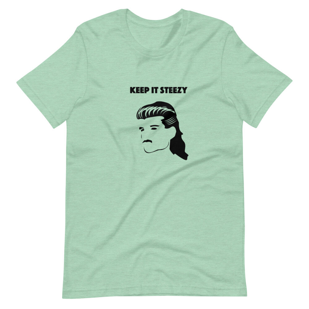 Steeze Man | Eighties Inspired Mullet | Unisex Short Sleeve T-Shirt | Heather Prism Mint